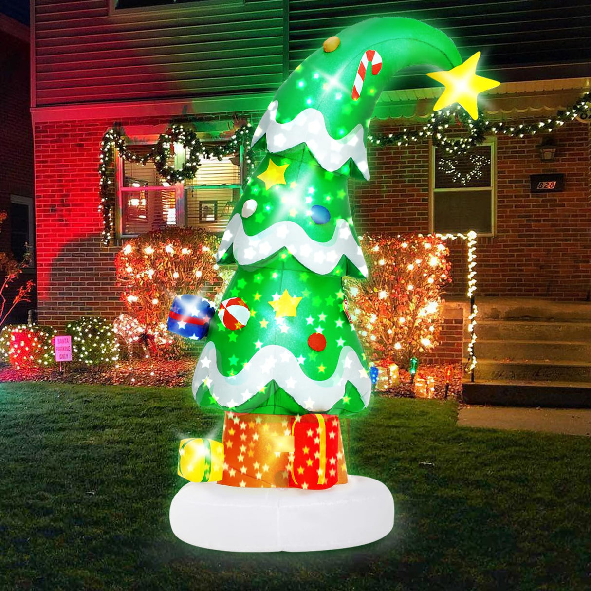 Lionoble 6 FT Christmas Outdoor Inflatable Decorations, Blow Up Christmas Tree with LED Light for Xmas Holiday Party Garden, Yard, Lawn Decor Lionoble