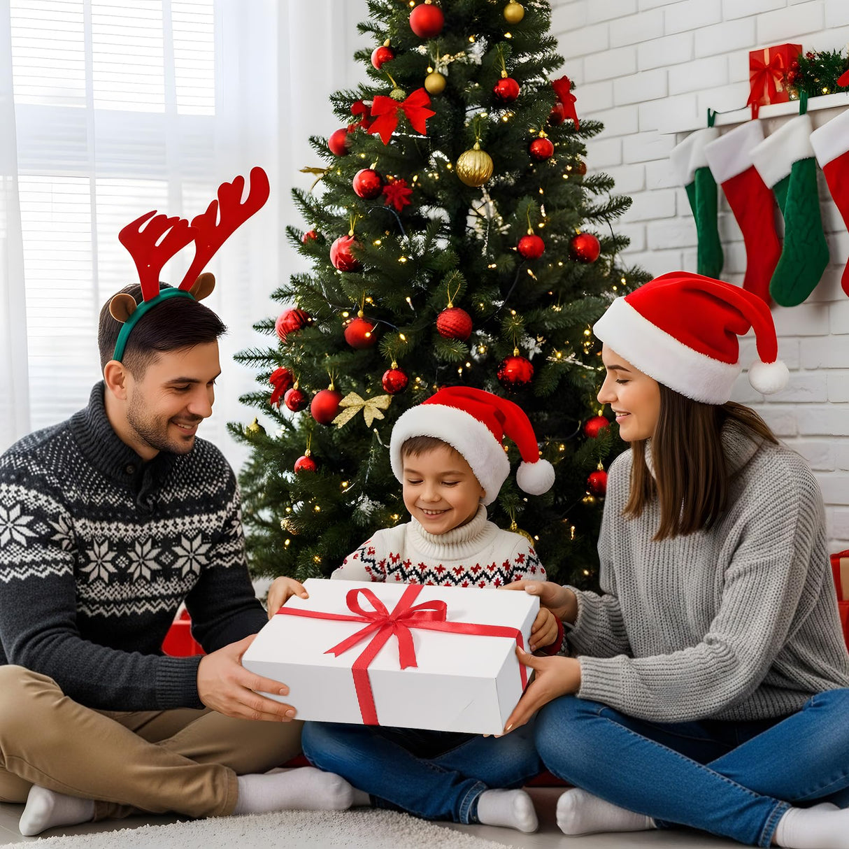 STYPOP 12 Pack Gift Boxes with Lids for Present - 6 Extra Large 17" (4" Deep) & 6 Large 14" (2" Deep) White Gift Boxes for Clothing Wrapping, Christmas STYPOP