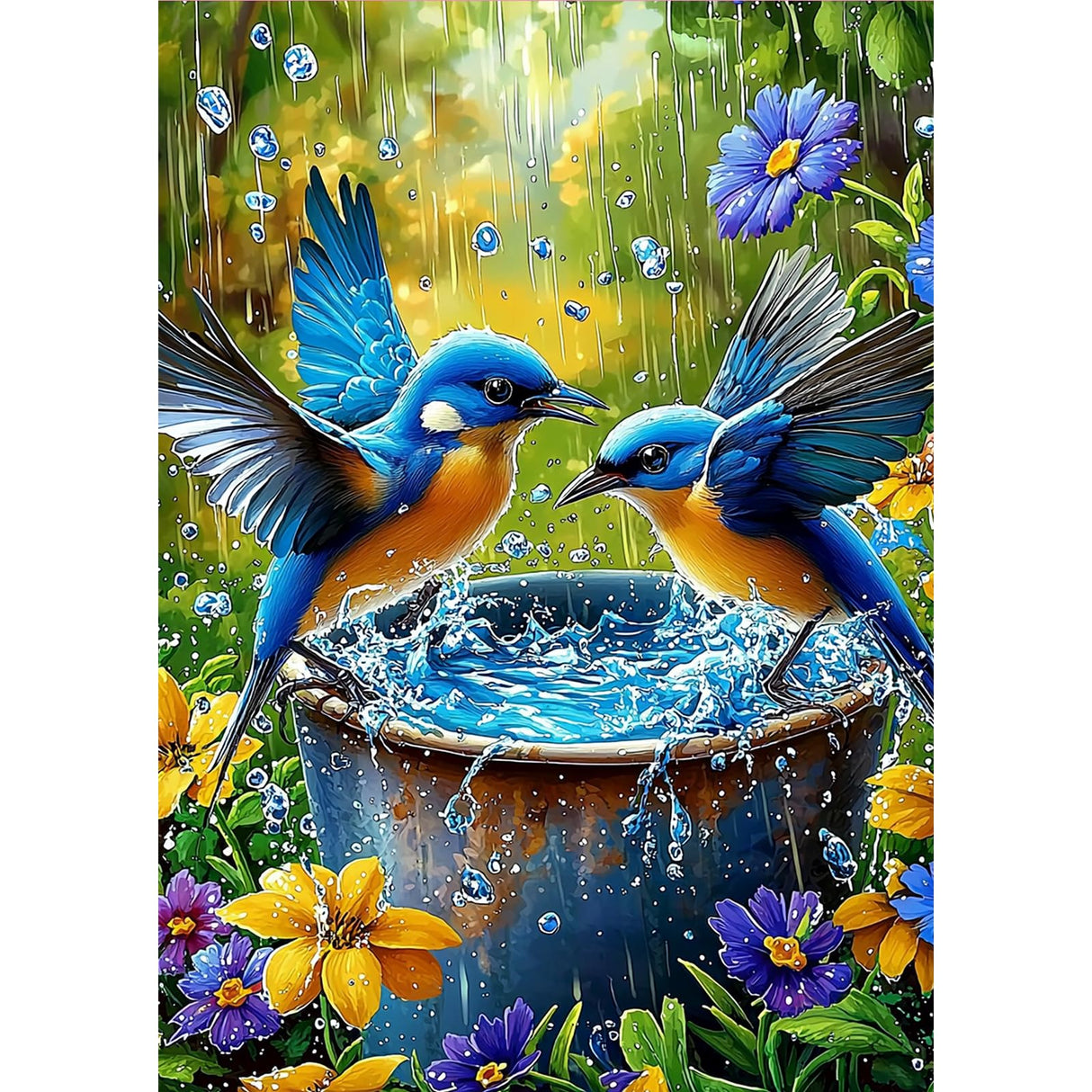 MOGTAA Bird Diamond Art Kits for Adults, 5D Full Drill Diamond Painting Kits for Adults Beginners, DIY Flowers Round Diamond Dots for Adults, Gem Art for Home Decor 12 X 16Inch MOGTAA