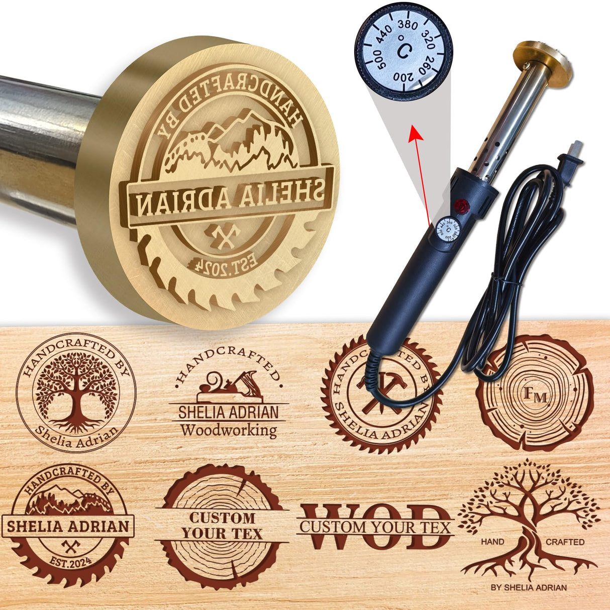Custom Electric Wood Branding Iron Logo Personalized Metal Branding Iron for Meat Leather Cake Customized Wood Burning Stamp Wedding Gifts 2 inches 300W GBVllexuii