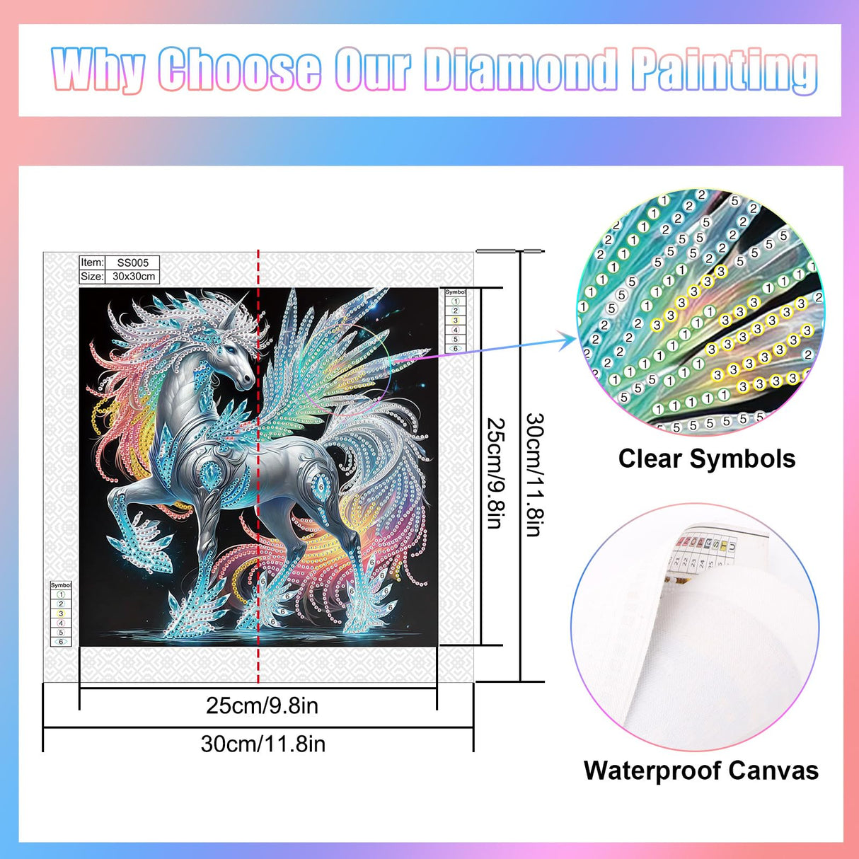 Special Shape Diamond Art Kits for Adults – 5D DIY Winged White Horse Diamond Painting with Crystal Rhinestones, Fantasy Animal Craft Kit for Beginners, Magical Diamond Art Wall Decor antor