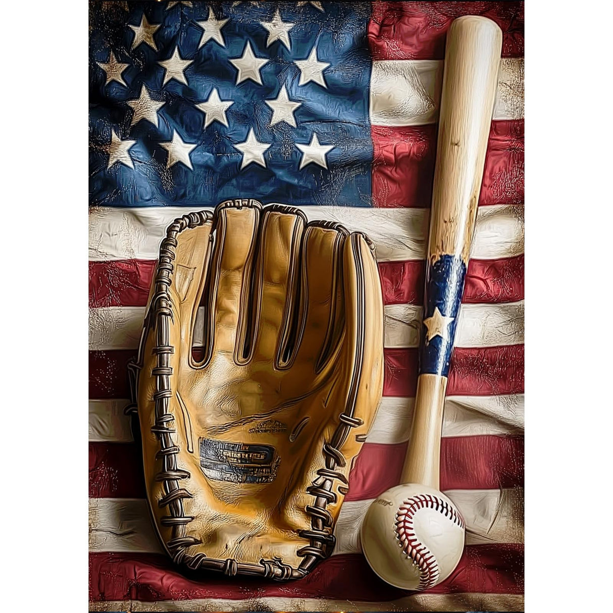 CEOVR Baseball Diamond Painting Kits for Adults, American Flag Diamond Art Dots 5D Full Drill DIY Gem Art for Beginner, Adult Crafts Kits Arts and Crafts, Wall Decor for Home Office 12x16in CEOVR