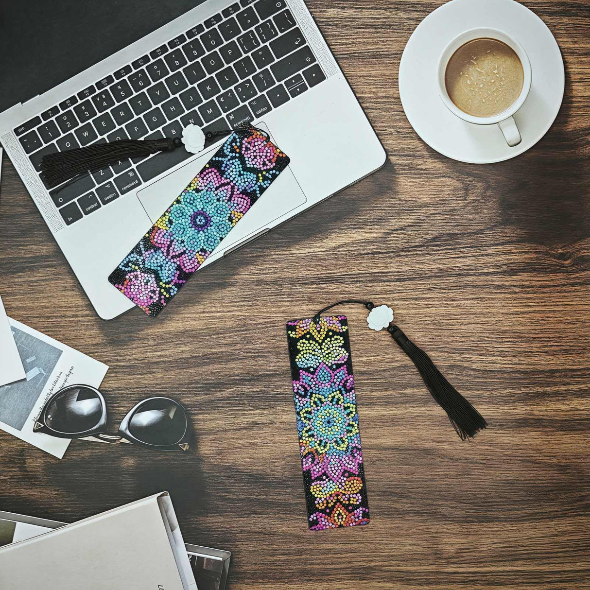 8PCS Mandala Diamond Art Bookmarks for Adults Acrylic Bookmark Kit with Tassel for Book Lovers Gift 5D Diamond Art Book Marks for DIY Making Beginners Arts Craft HAOAD