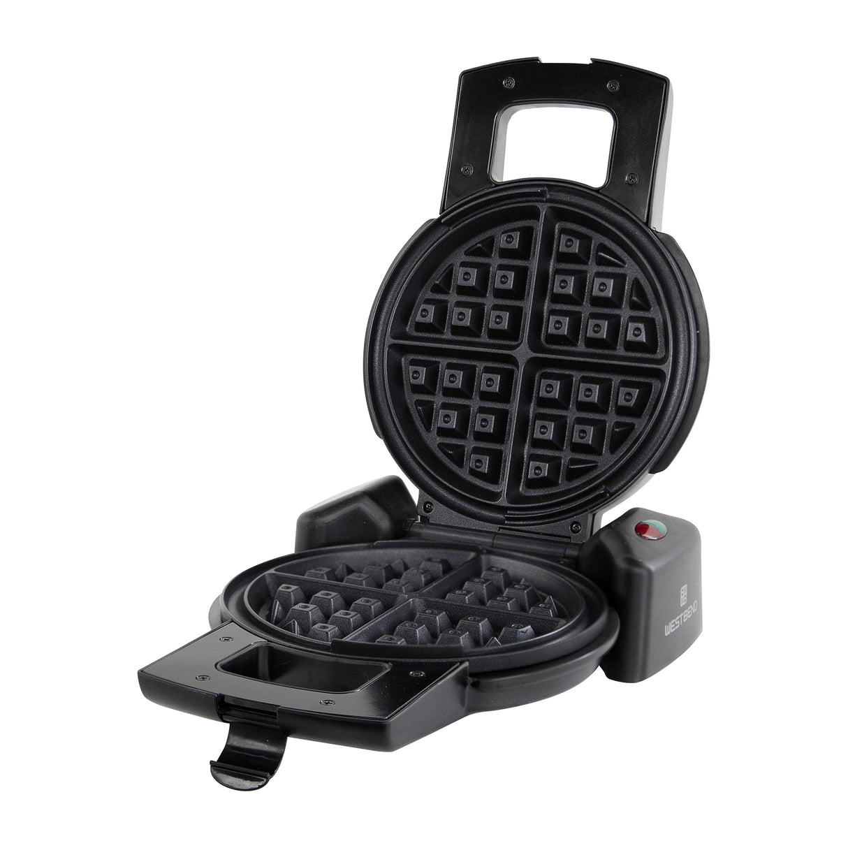 West Bend Belgian Waffle Maker, Makes 7-Inch Waffles, 180-Degree Flip with PTFE-Free Non-Stick Plates, Vertical Storage and Non-Skid Rubber Feet, 1000-Watts, Black West Bend
