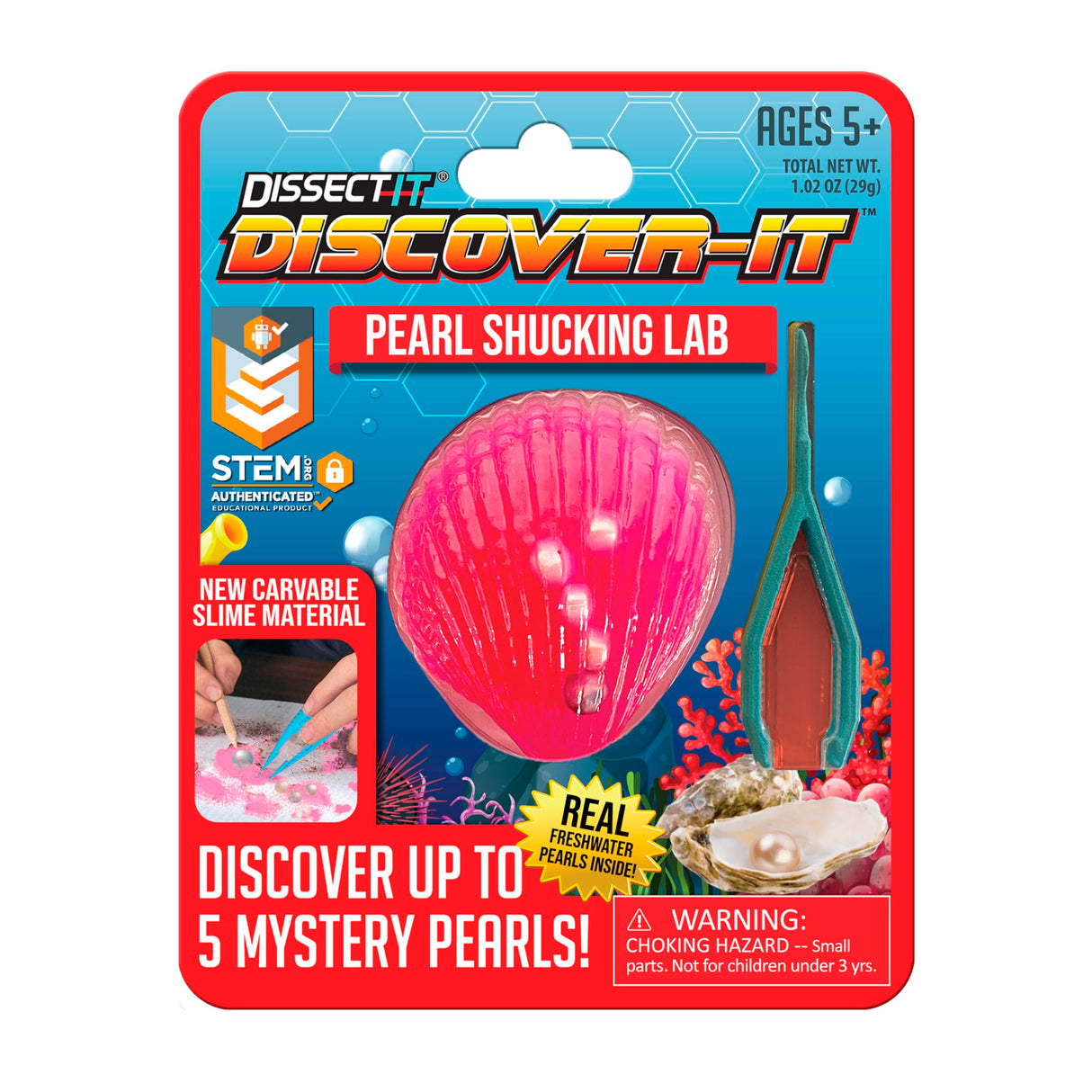 Discover-It Dissection Kit for Kids, Real Freshwater Pearl Science Lab Kit for Oysters, Science Toys for Kids Ages 5 and Above Dissect It