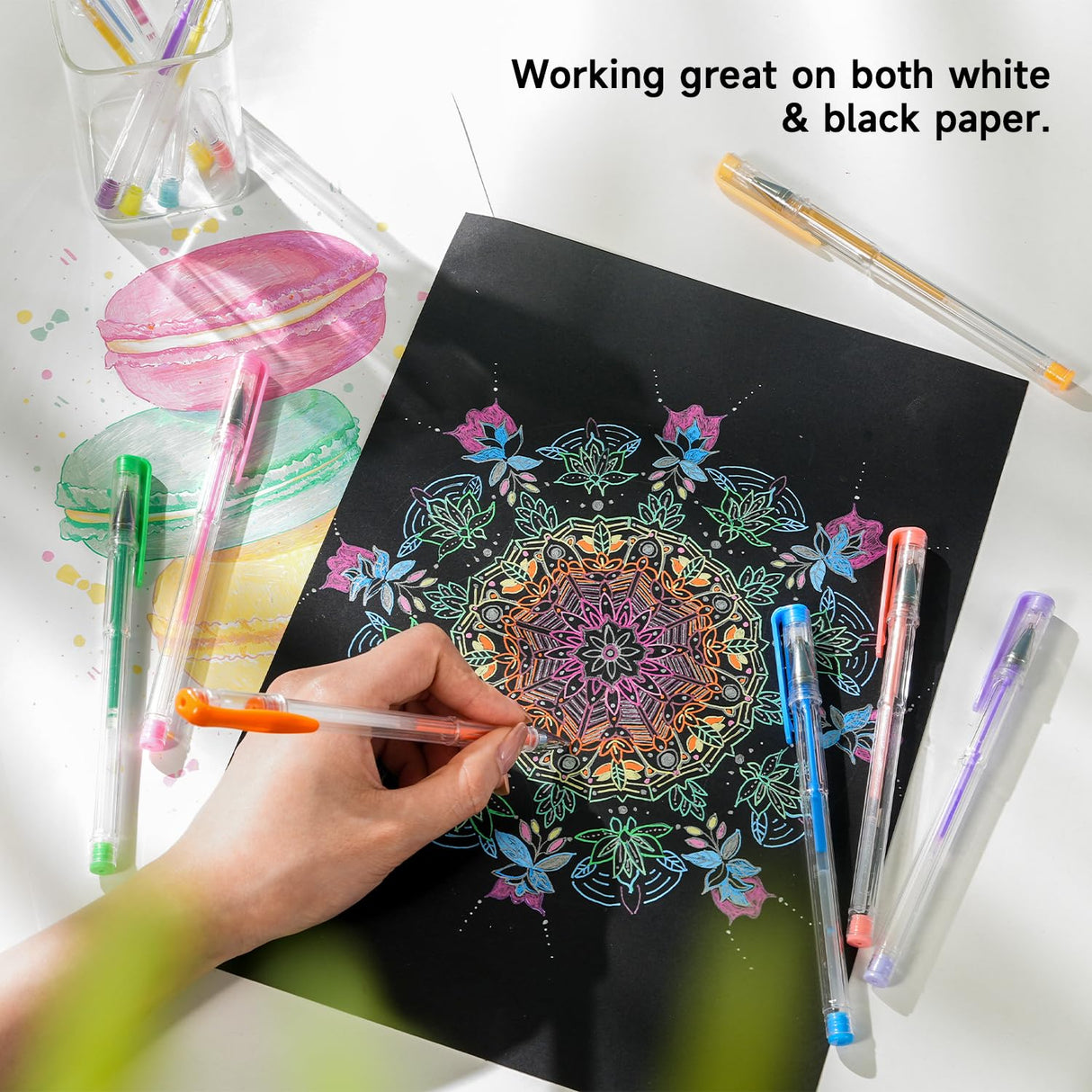 Shuttle Art Pastel Gel Pens, 24 Pastel Milky Colors Gel Pen for Black Paper, Adults Coloring Books Drawing Doodling Crafts Scrapbooking Journaling Shuttle Art
