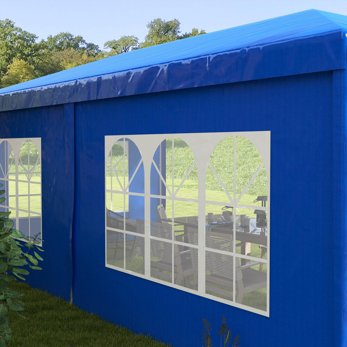 Outsunny 10' x 20' Large Party Tent, Outdoor Event Shelter, Gazebo Canopy with 4 Removable Window Sidewalls for Weddings, Blue Outsunny