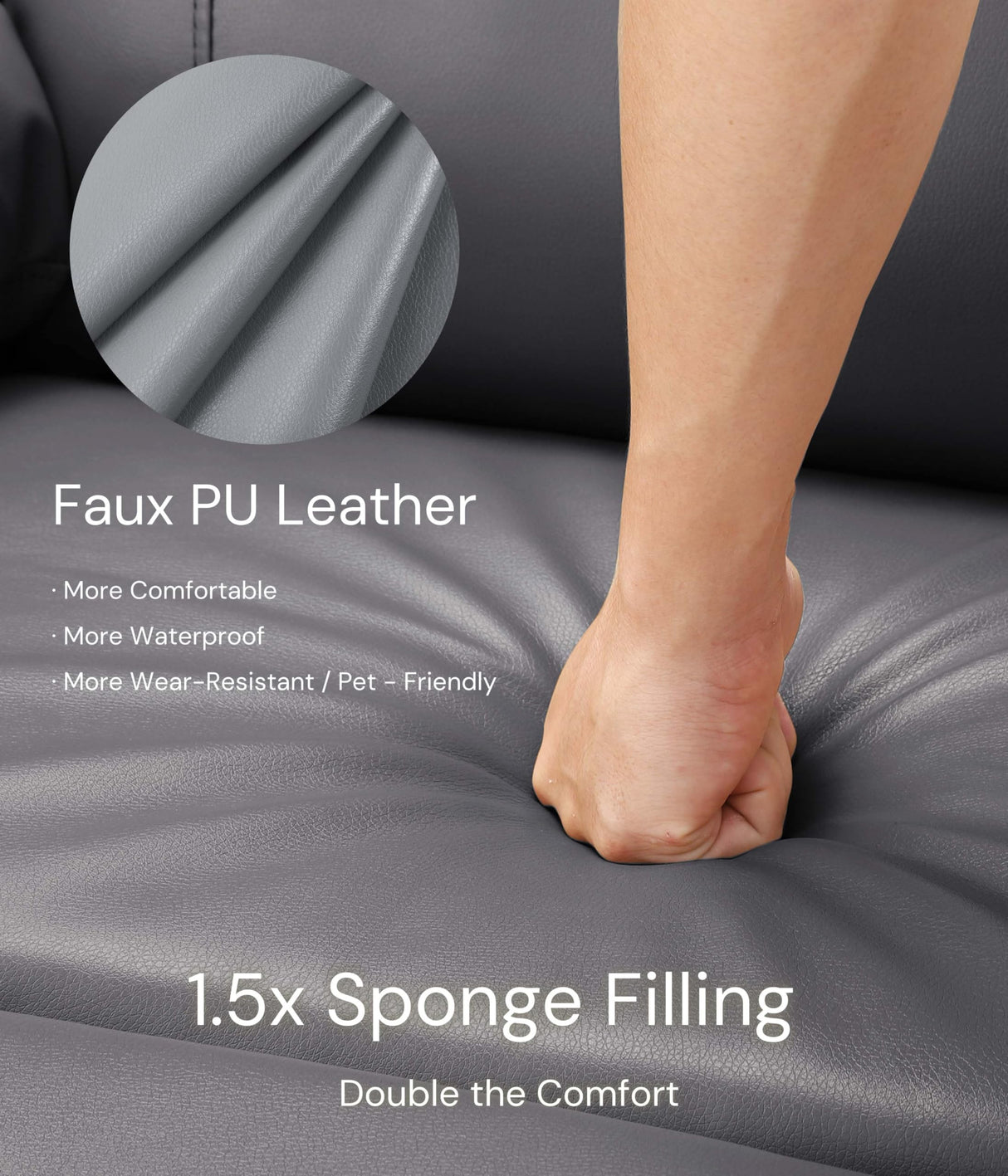 GarveeHome Oversized Wide Recliner Chair - Heat and Massage, Faux PU Leather Large Manual Recliner for Adults, Lazy Chair with 1.5X Sponge Comfort Arm and Back for Living Room, Bedroom GarveeHome