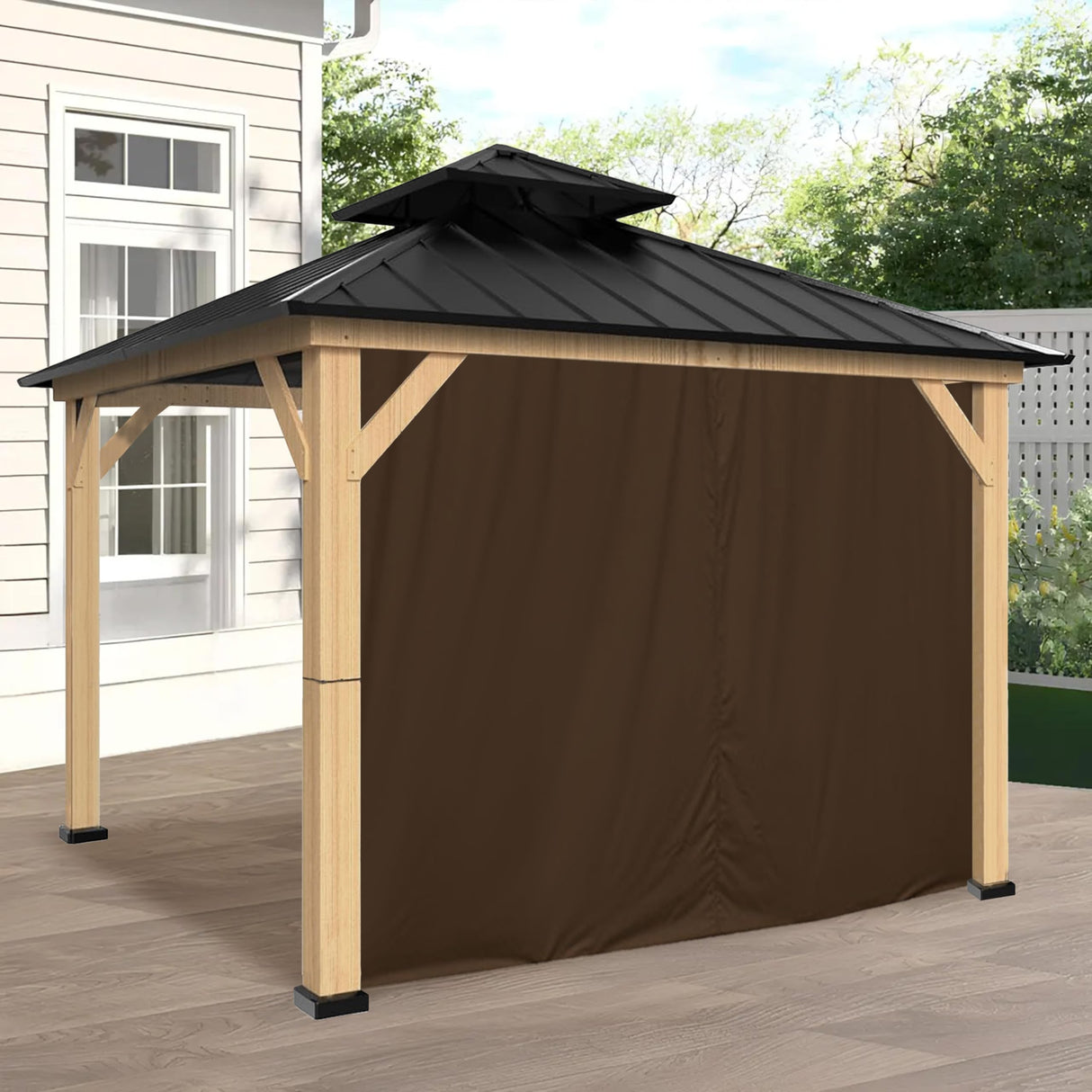 Coastshade Gazebo Pergola Canopy Panel Sidewalls Replacement 8ft Gazebo Pergola Privacy Panels Sidewall for Gazebos with 10Curtain Rings &10Rail Hooks,Brown CoastShade