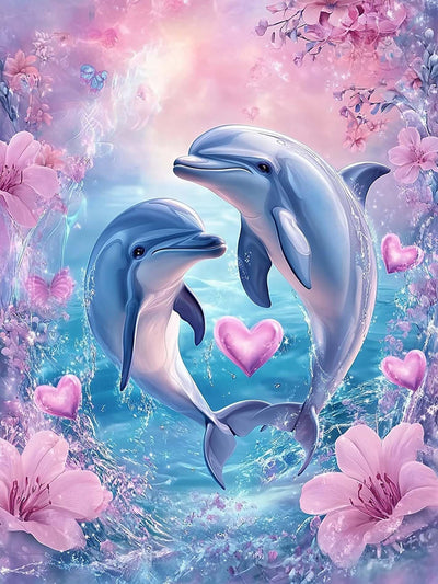 VAIIEYO 5D DIY Diamond Art Kits for Adults Dolphin, Diamond Painting Animal Fish Love, Paint by Numbers Full Drill Round Rhinestone Craft Canvas for Home Wall Decor Gift 12x16 inch-9