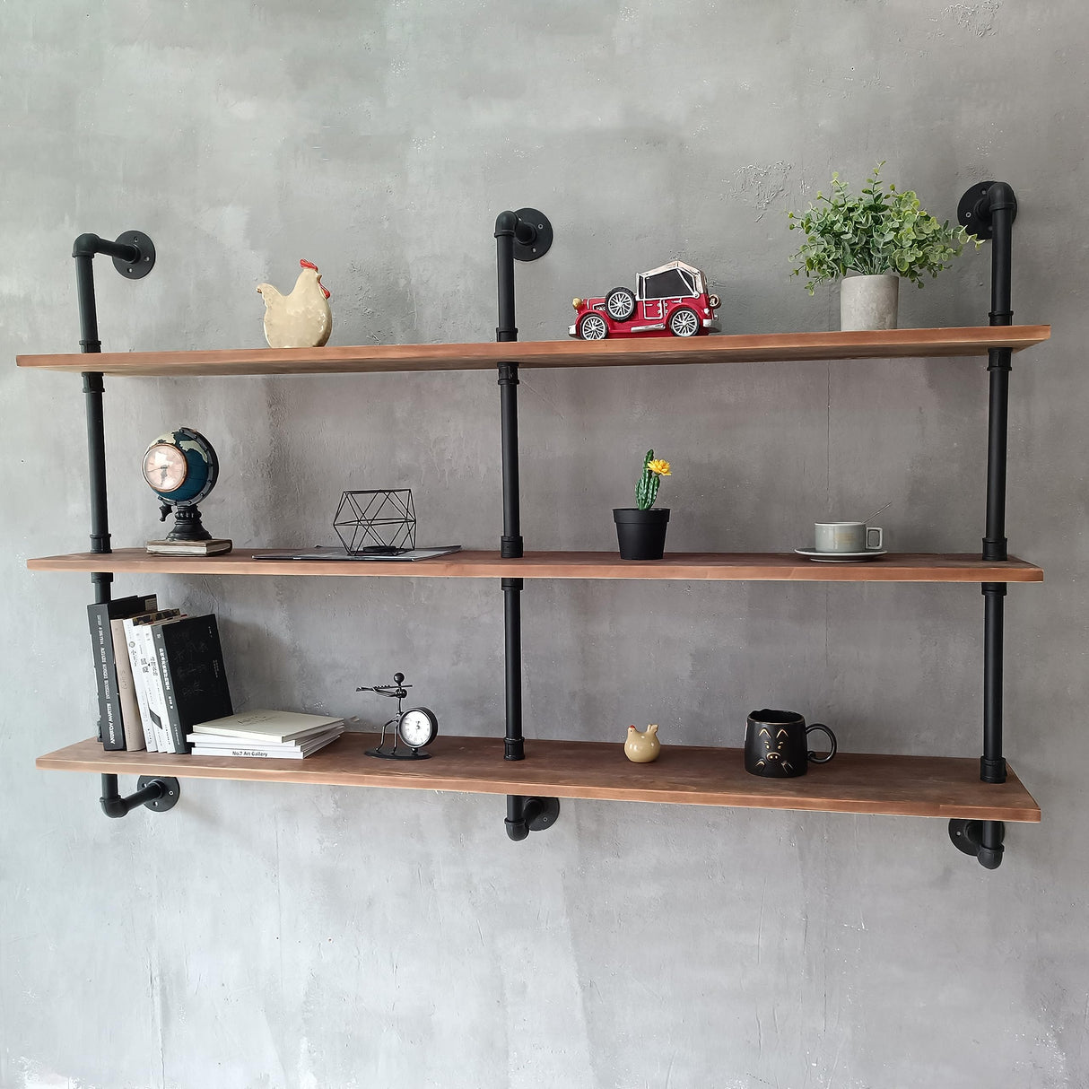 HDDFER Floating Shelves for Wall Bookshelf Industrial Pipe Shelving Shelves Natural Wood Planks 60 inch Rustic Wall Shelves Hanging Bookshelves Farmhouse Kitchen Shelving HDDFER