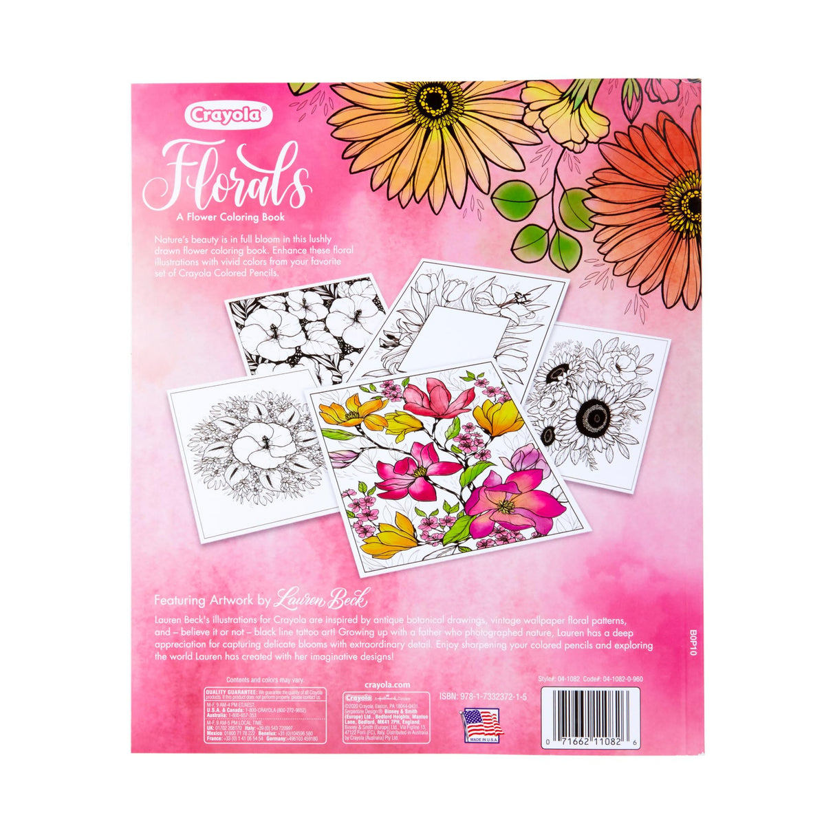 Crayola Floral Adult Coloring Book (40pgs), Flower Adult Coloring Pages, Stress Relief Activity, Gift for Teens & Adults, 9+ Crayola
