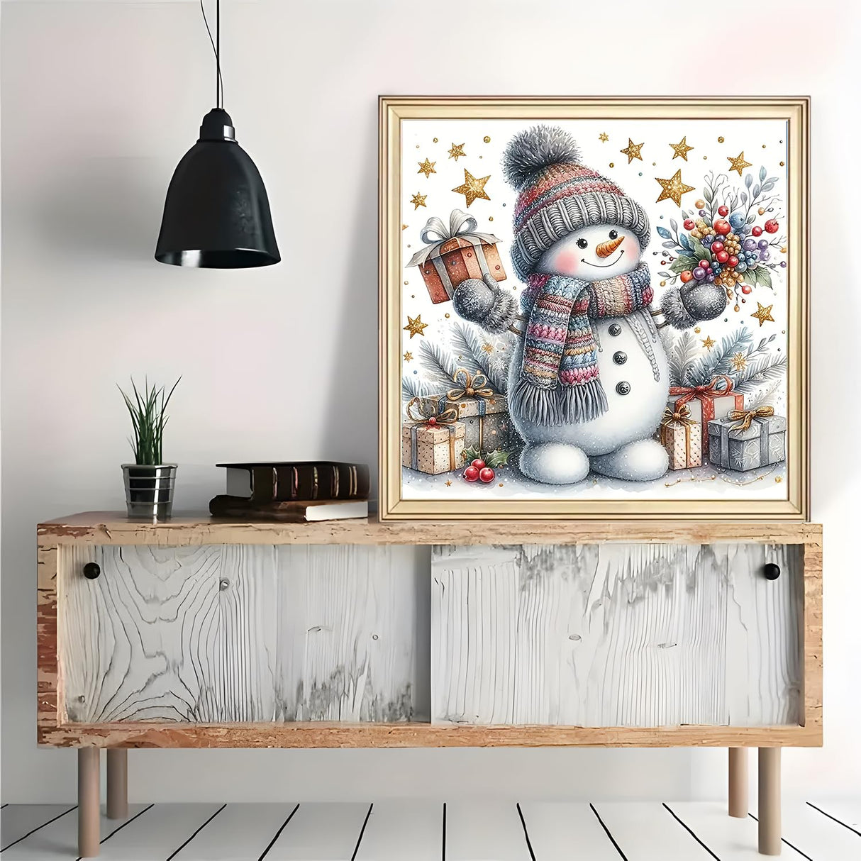 Winter Snowman Star Diamond Art Painting Kits for Adults, Christmas Diamond Painting Kits for Adults Beginners, 5D DIY Full Drill Diamond Dot Gem Art Kits for Adult, Home Wall Decor 13.8x13.8 Inch AWLNKMC