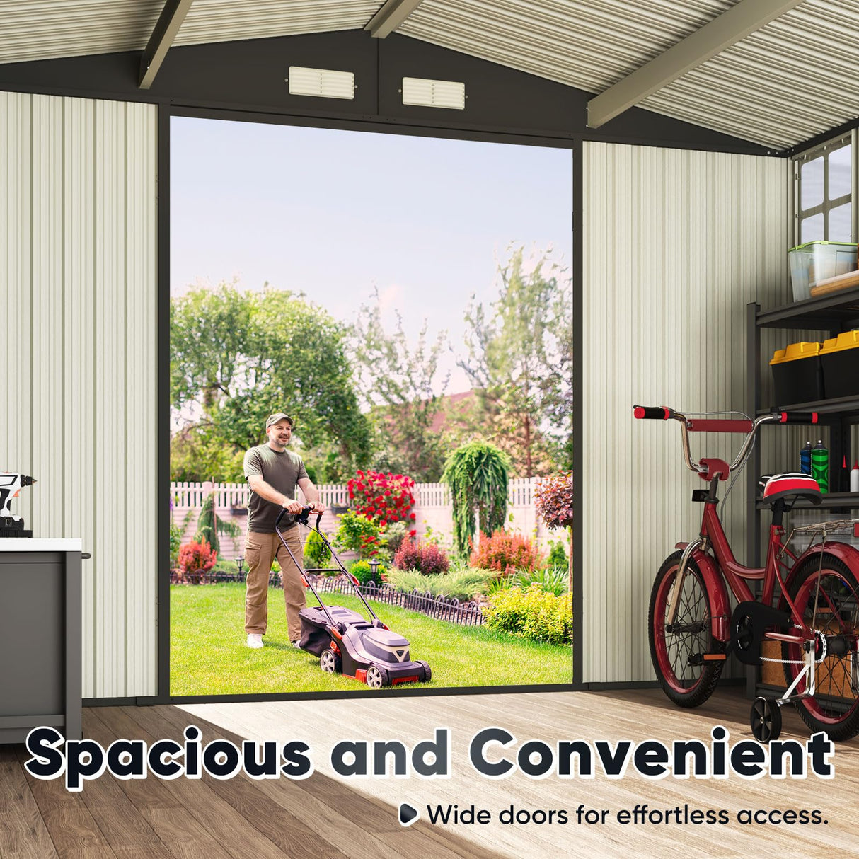 Quictent Heavy Duty 8X6 FT Outdoor Metal Storage Shed, Lockable Tool Shelter Waterproof Shed for Garden, Backyard, Lawn and Patio Scene with Combination Lock, Brown(8.2X5.8 FT Base, No Floor) Quictent