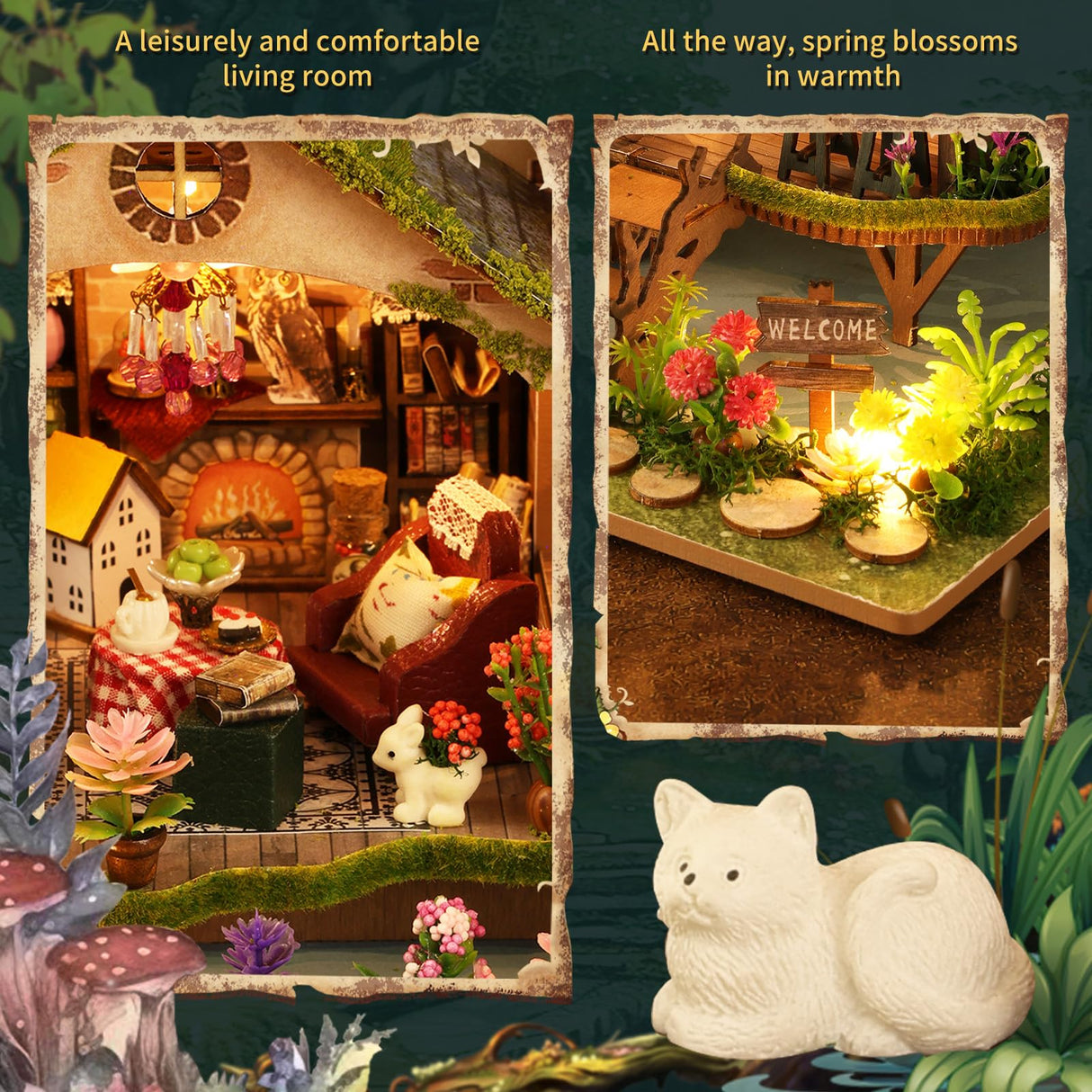 Miniature House Kit, 3D Wooden Puzzles for Adults, DIY Miniature Kit, Dollhouse Kit, Mini House Building Kit, Doll House Kits for Adults Teen to Build (Forest Adventure) ANTREATU