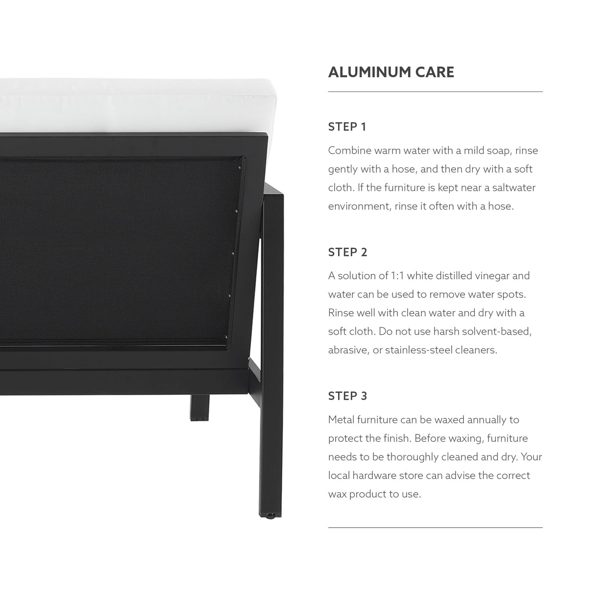 Linon Greyton Black Aluminum Frame Outdoor Sectional with White Removable Cushions Linon