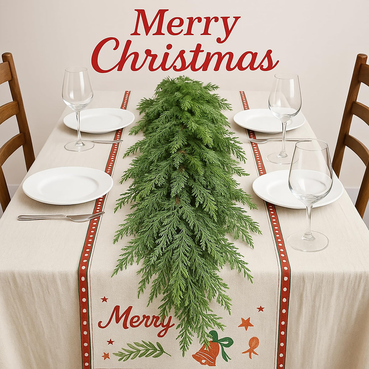 6FT Christmas Garland, Real Touch Cedar Greenery Garland for Mantle, Staircase, Wall, Window, Door, DIY Holiday Decor, Full & Lifelike, Flexible Branch Generic