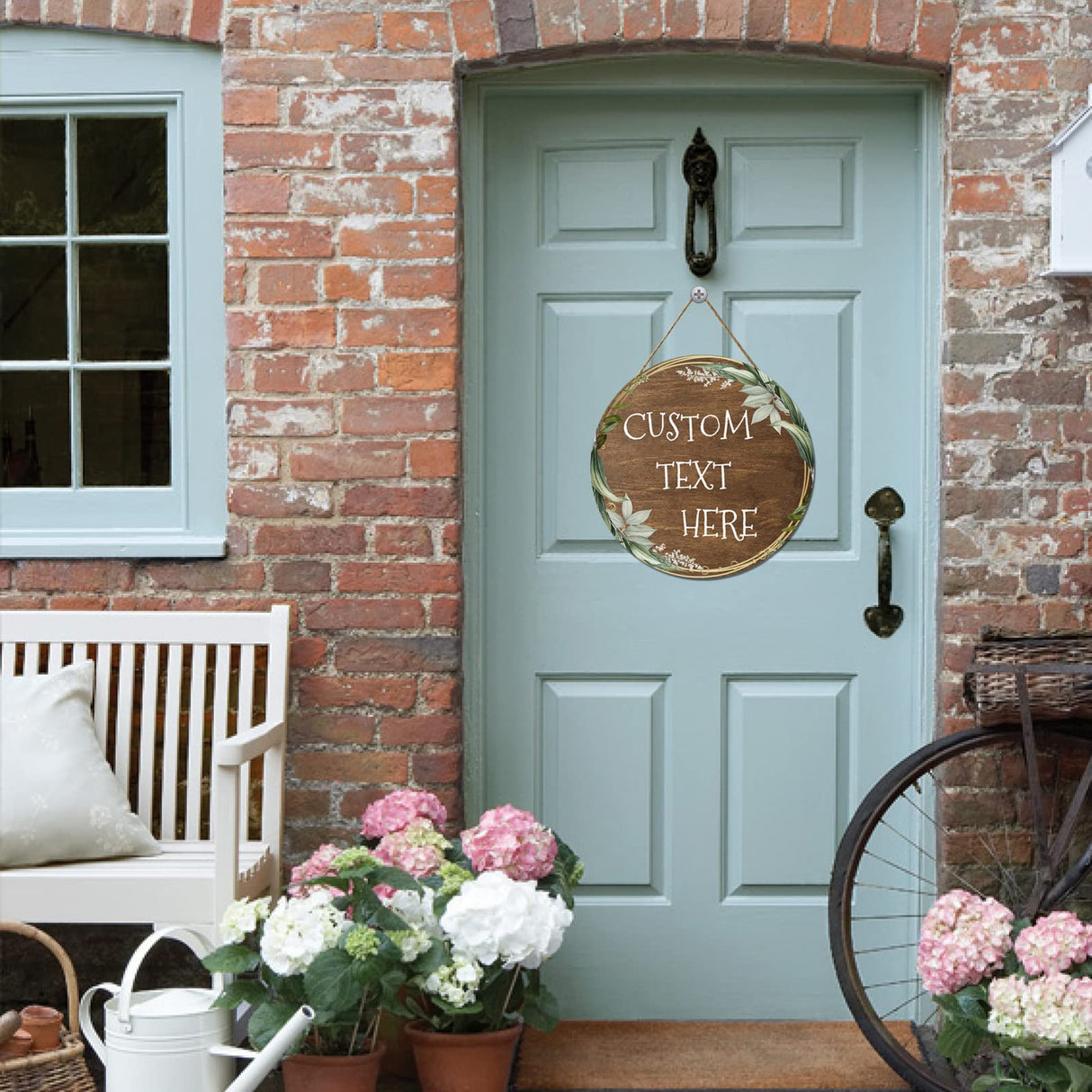 Personalized Garden Signs Custom Round Name Wood Sign for Rustic Looking Farmhouse Backyard Door Hanger Wall Décor Gift Generic