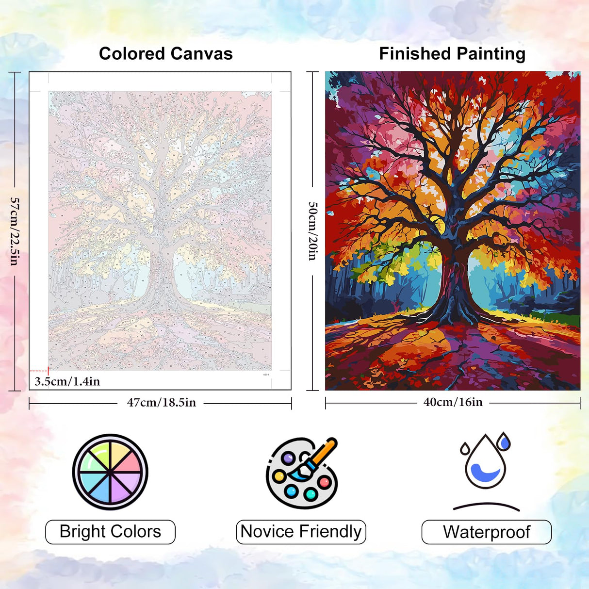 Yezavesu Tree Paint by Numbers Kit for Adults Beginner, Tree of Life Adult Paint by Number Kits on Canvas Without Frame, DIY Acrylic Painting by Numbers for Home Wall Decor Gift 16x20 Inch Yezavesu