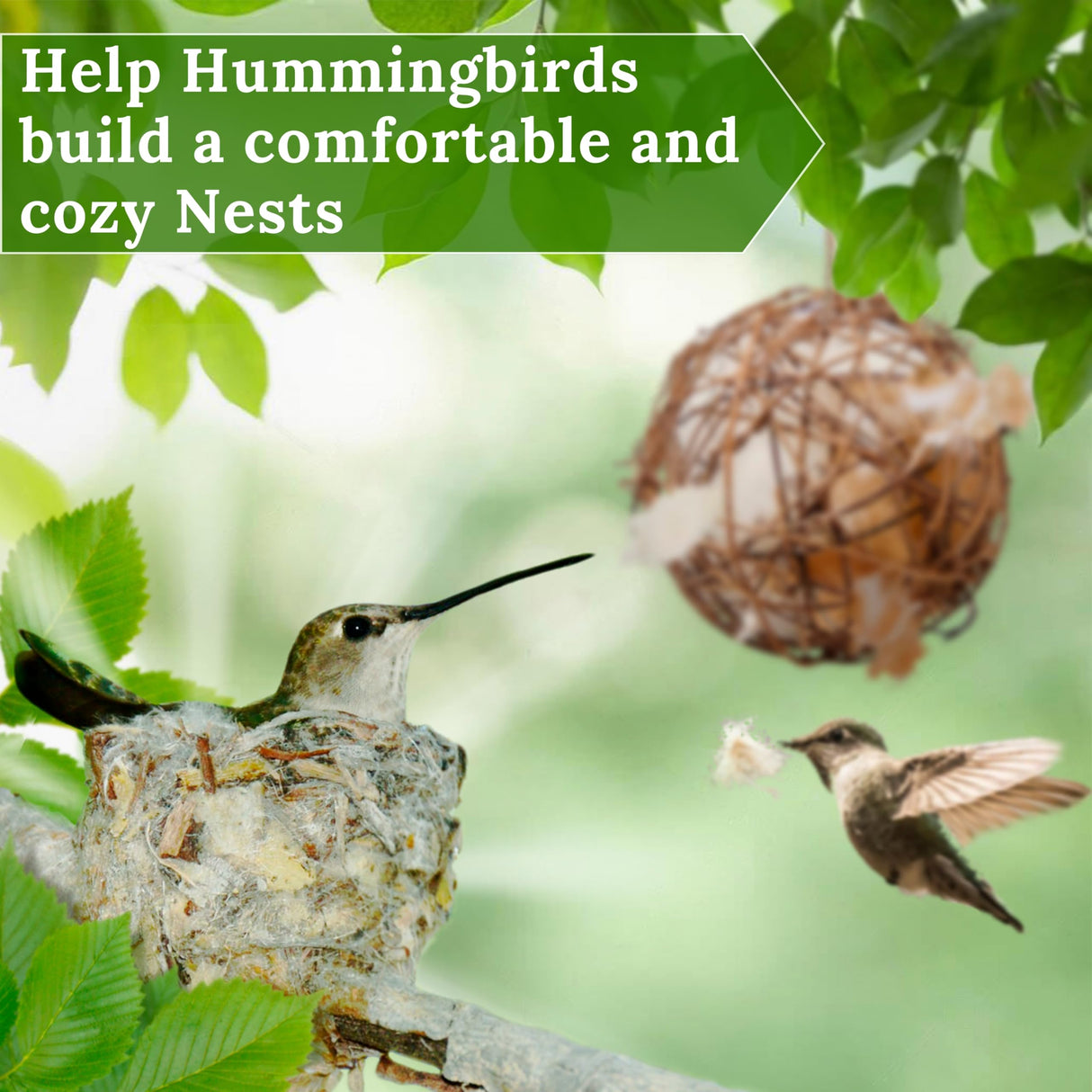 Hummingbird Nesters - Bird Nesting Material Holder for Wild Birds - Humming Bird House Materials Gifts for Bird Watching Nature Lovers - Refillable Outdoor Bird Nesting Station to Build a Nest slivche