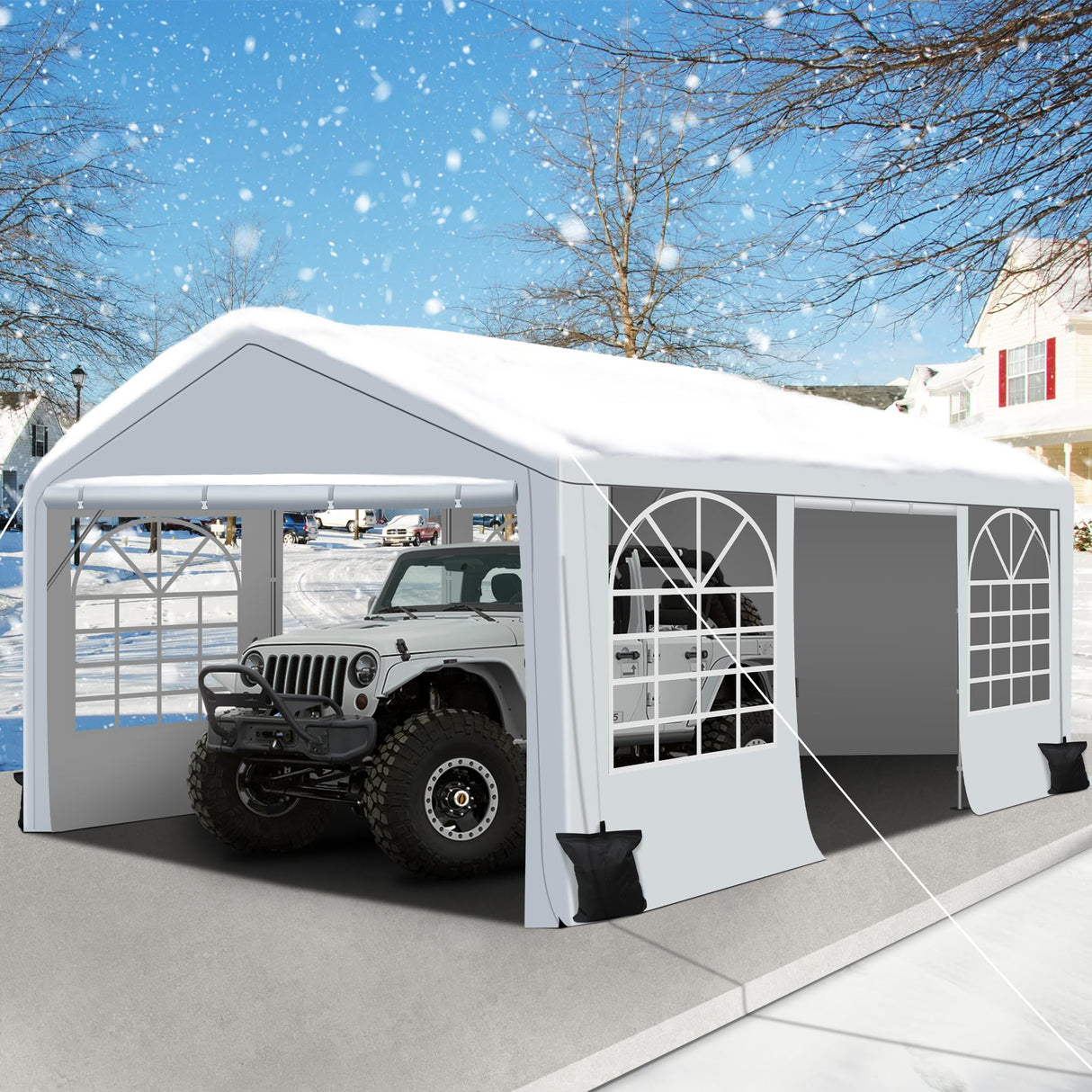 Raysfung 13 x 20Ft Heavy Duty Carport, Portable Garage Shelter Outdoor Wedding Tent with Removable Sidewalls Event Shelters Canopy for Party Raysfung