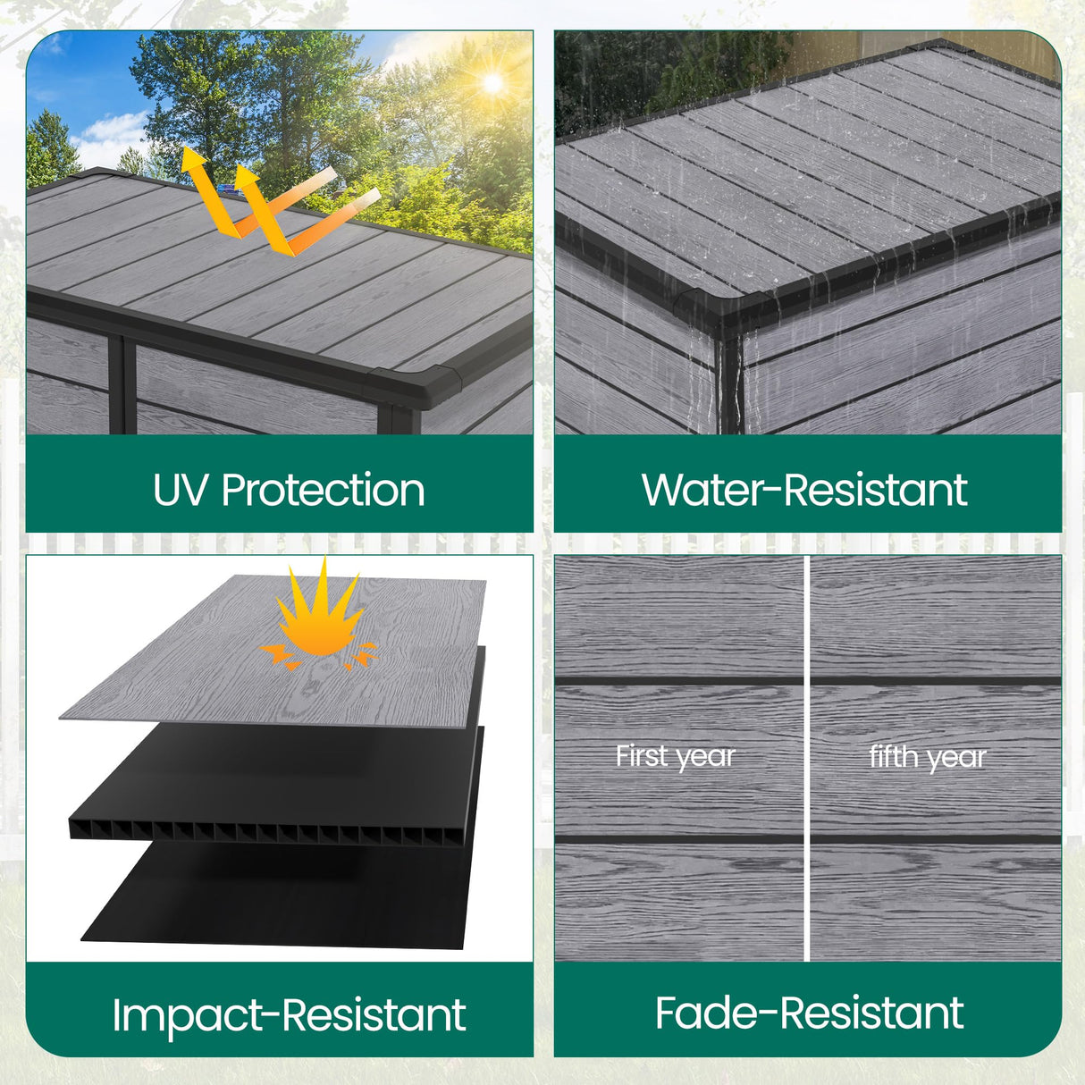 Outdoor Resin Storage Shed with Floor, Lockable Vertical Tool Shed, Weather-Resistant Garden Storage Cabinet for Backyard Patio (Dark Gray) SEGMART