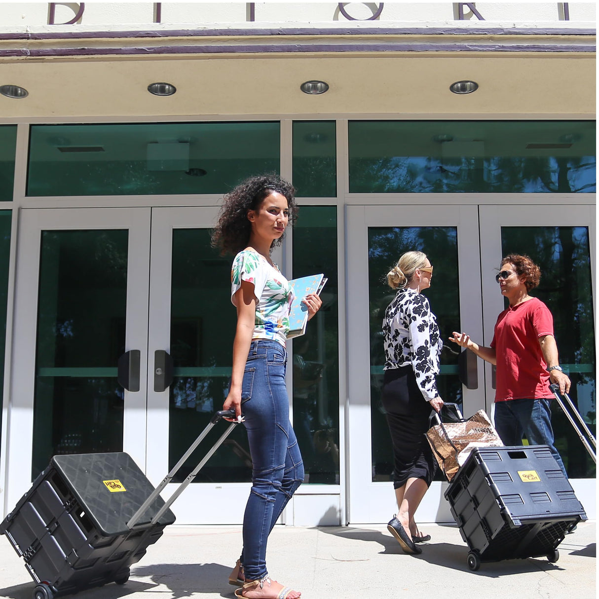 dbest products Quik Cart Collapsible Rolling Crate on Wheels for Teachers Tote Basket 80 lbs Capacity, Made from Heavy Duty Plastic Used as a Seat, Black dbest products