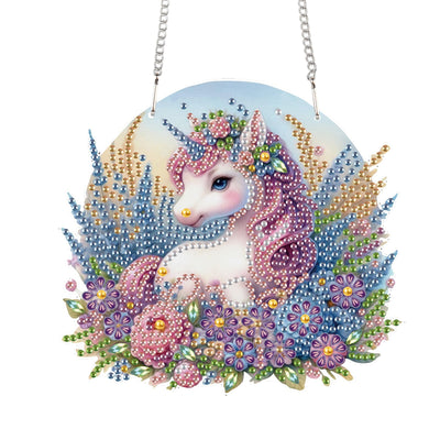 TDFERAN Diamond Painting Pendant Unicorn DIY Diamond Art Ornament Kits Arts and Crafts for Adults Gem Art Hanging for Wall Home Window Decor Paint by Numbers for Abults Painting Art Work