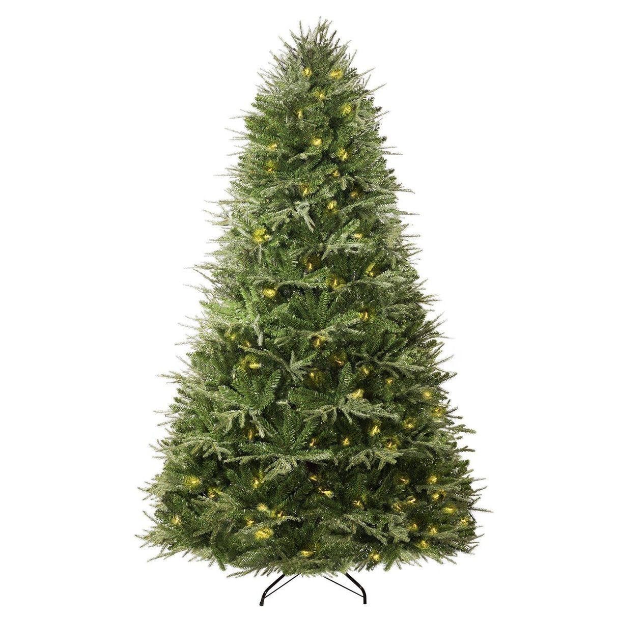 Camden 7.5ft Prelit Artificial Christmas Tree with Foot Pedal, 2755 Branch Tips, 600 Warm Lights and Metal Stand, 58" Wide Realistic Hinged Christmas Tree with Lights by Naomi Home Naomi Home