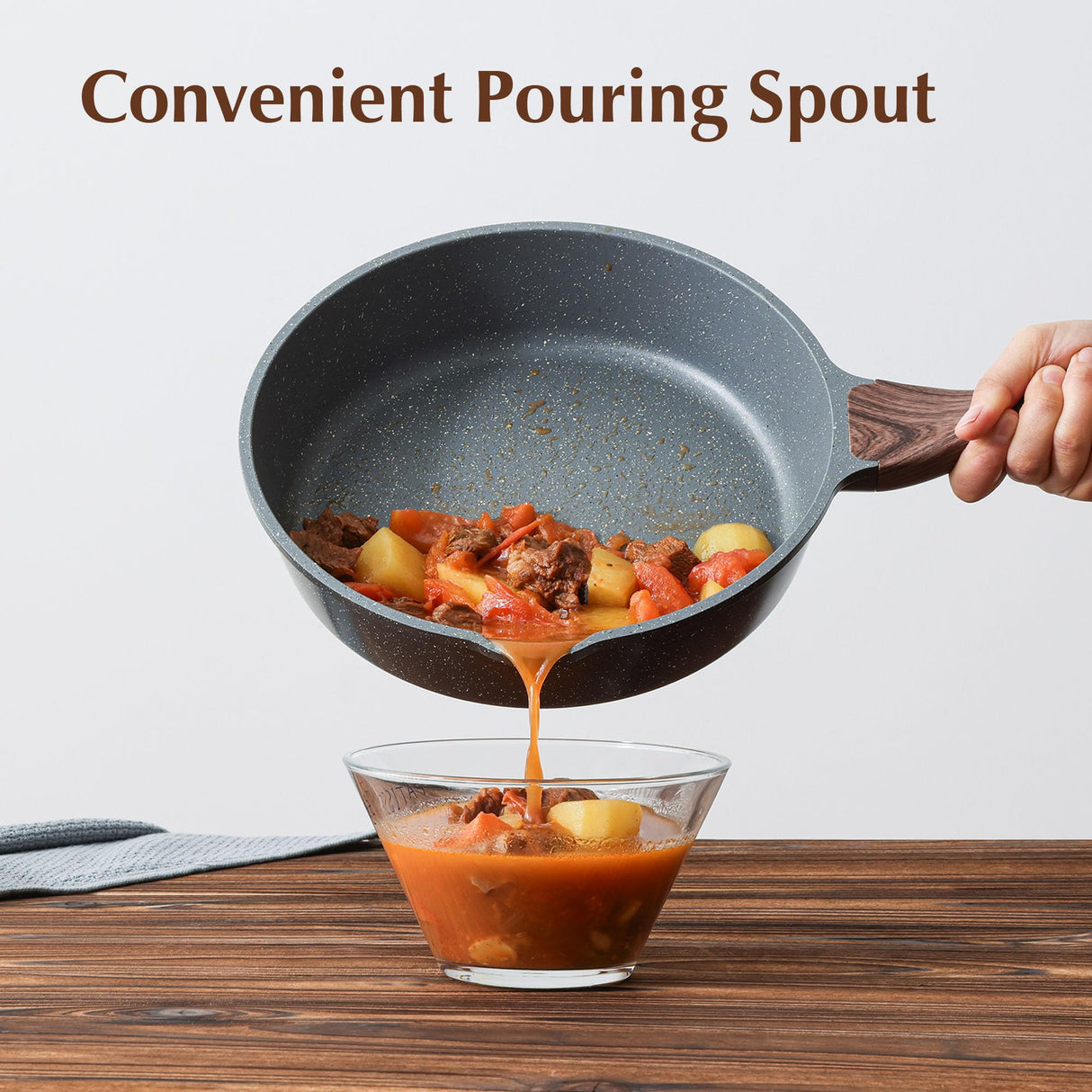 SENSARTE Nonstick Deep Frying Pan Skillet, 10/11/12-inch Saute Pan with Lid, Stay-cool Handle, Chef Pan Healthy Stone Cookware Cooking Pan, Induction Compatible, PFOA Free (10-Inch) SENSARTE