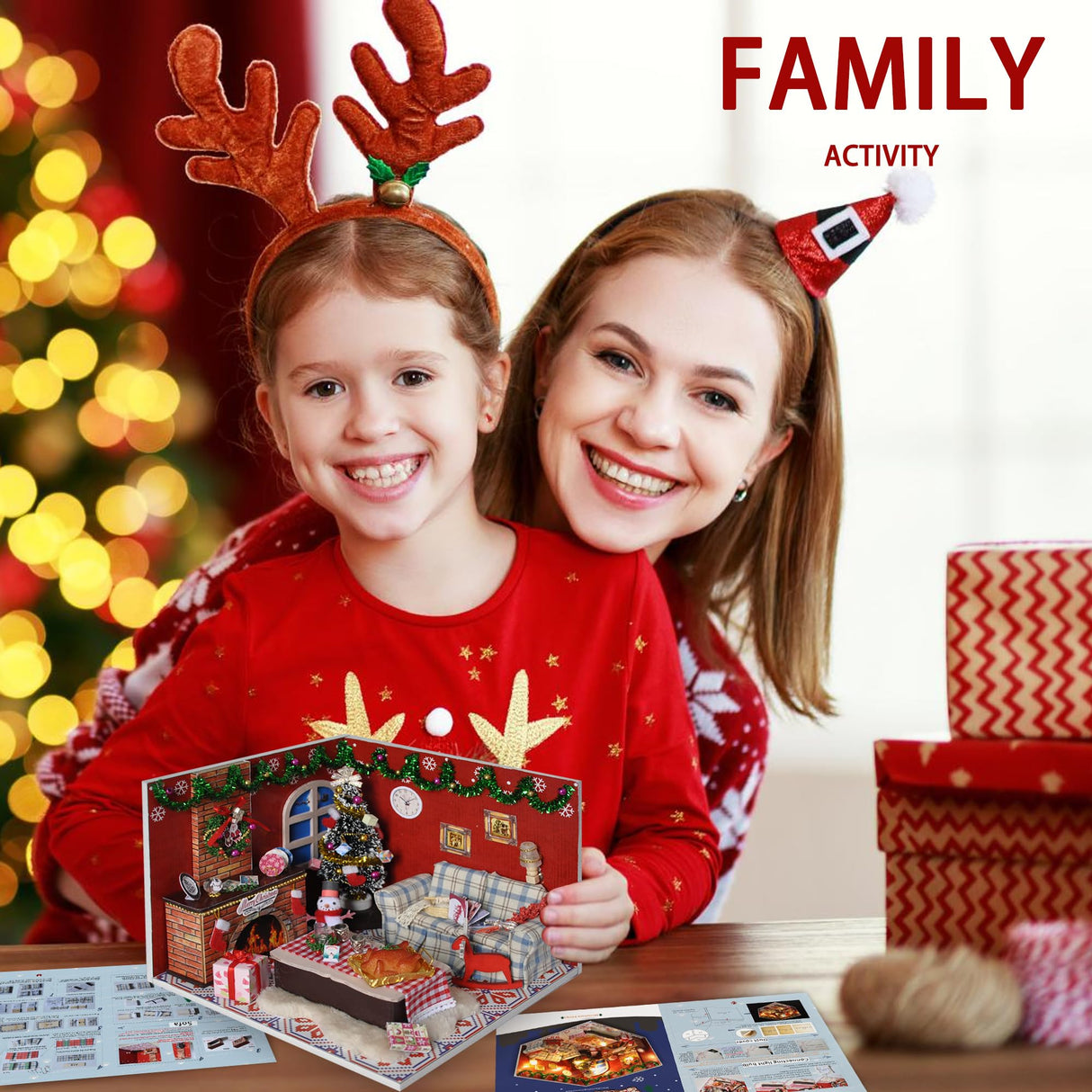 Flever Dollhouse Miniature DIY House Kit Creative Room with Furniture and Glass Cover for Romantic Artwork Gift(Christmas Eve) Flever