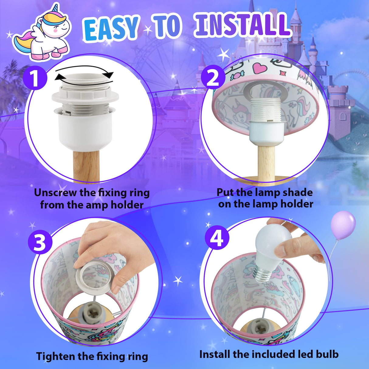 JIGQGY Unicorn Lamp DIY Kit for Kids – Paint Your Own Night Light with 24 Markers, Arts & Crafts for Girls Ages 4-12, Creative Birthday Gifts for Girls Boys, Art Supplies Toys Ages 6 7 8 9 10 11 12 JIGQGY