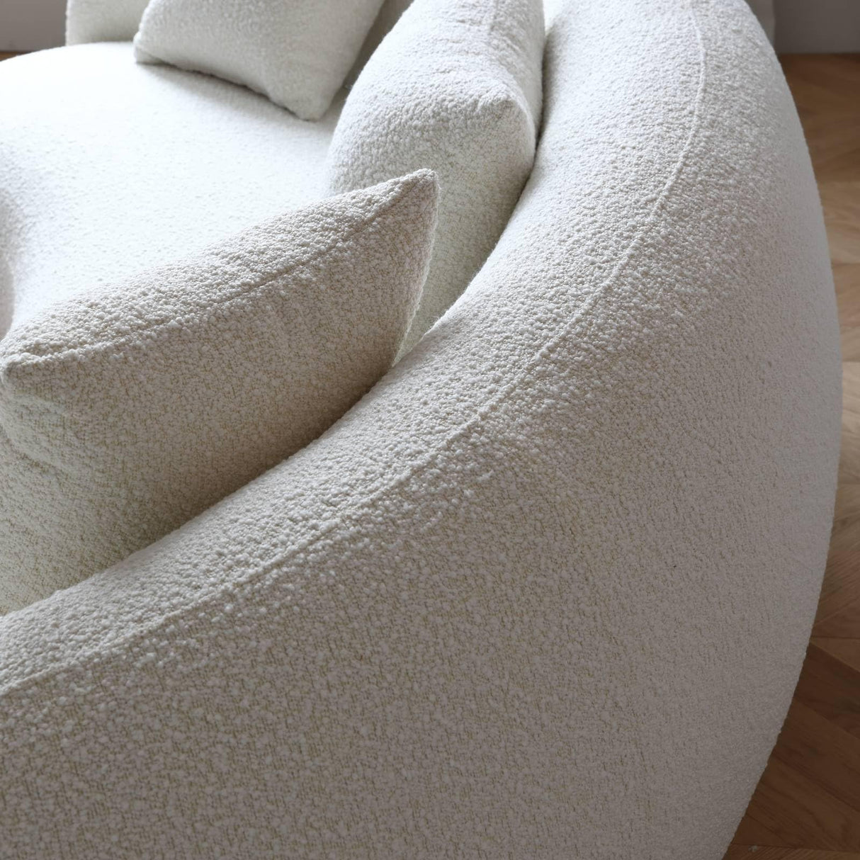 Acanva Modern Curved Sectional Living Room Couch, Minimalist Comfy Boucle Fabric Modular Sofa for Apartment, Home Office, 3-Seater, White Acanva