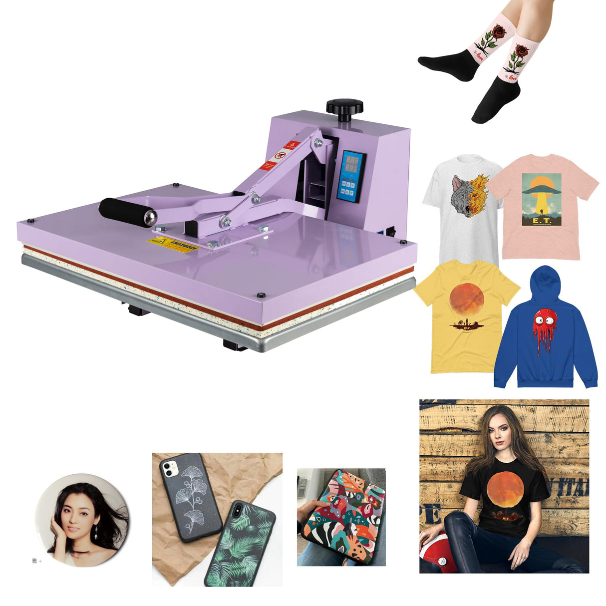 Ginkartu Ginkartu 16" x 24" Slide Out Heat Press Machine for T Shirts, Clamshell Pull Out Platen, Industrial Digital Sublimation Printer for Heat Transfer Vinyl, DIY& Small Business (Purple, L16*W24) Ginkartu