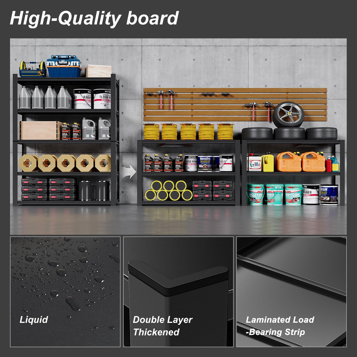 STEELIST 3000LBS Garage Shelves, 48W Metal Shelves for Storage, 5-Tier Shelving Unit with Adjustable Shelves, 24" D X 47.2" W X 84" H Industrial Shelving Utility Shelf for Warehouse, Basement STEELIST