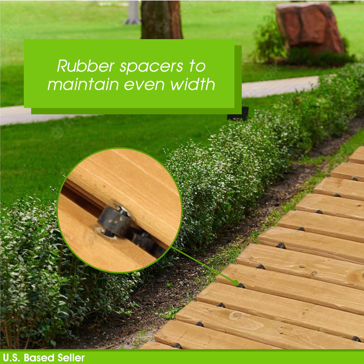 7Penn Garden Pathway Wood 8ft Roll Out - Weather Resistant Outdoor Flooring Wood Walkway Path for Garden, Backyard, Patio, RV, or Lawn - Wooden Slat Portable Roll Out Decking for Muddy Yards 7Penn