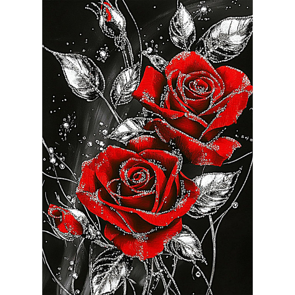 MEIYUDA Rose Diamond Painting Kits for Adults, 5D Red Rose Diamond Art Kits for Beginners, Floral Flowers DIY Gem Art Crystal Painting for Home Wall Decor Gift 12x16in MEIYUDA