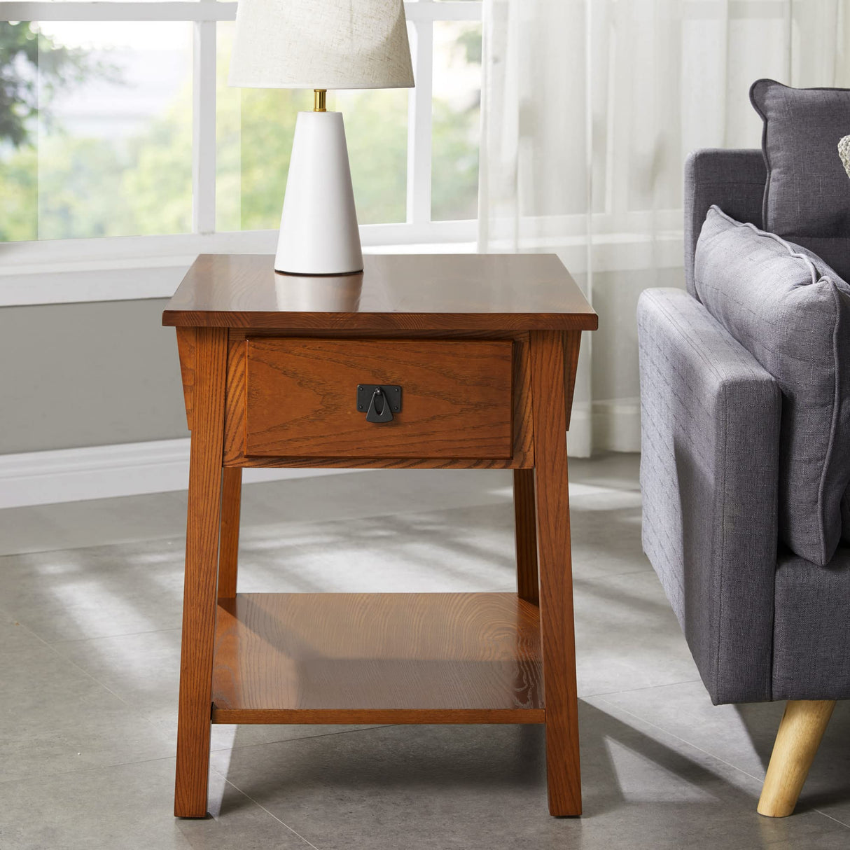 Leick Home 9066-SC Mission End Table with Locking Secret Compartment Made with Solid Wood, for Living Rooms, Russet Finish Side Table with Secret Compartment Leick Home