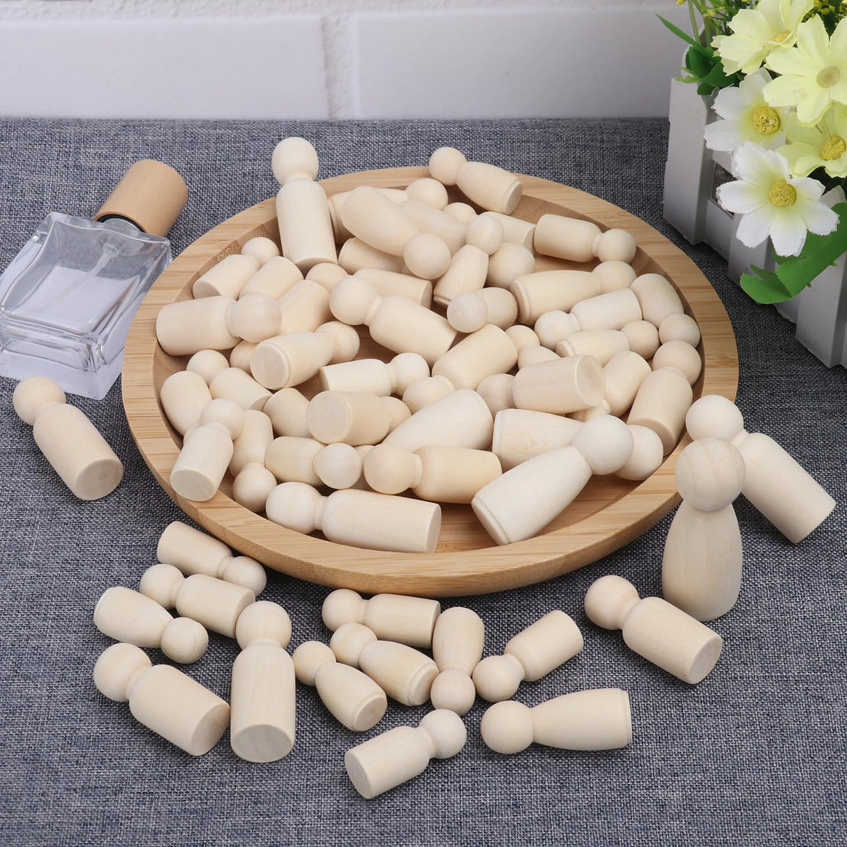 150 Pieces Wooden Peg Doll, Unfinished Wooden Peg Dolls in Different Shapes and Sizes, Perfect for DIY Art and Craft, Painting, Table Setting by GNIEMCKIN GNIEMCKIN