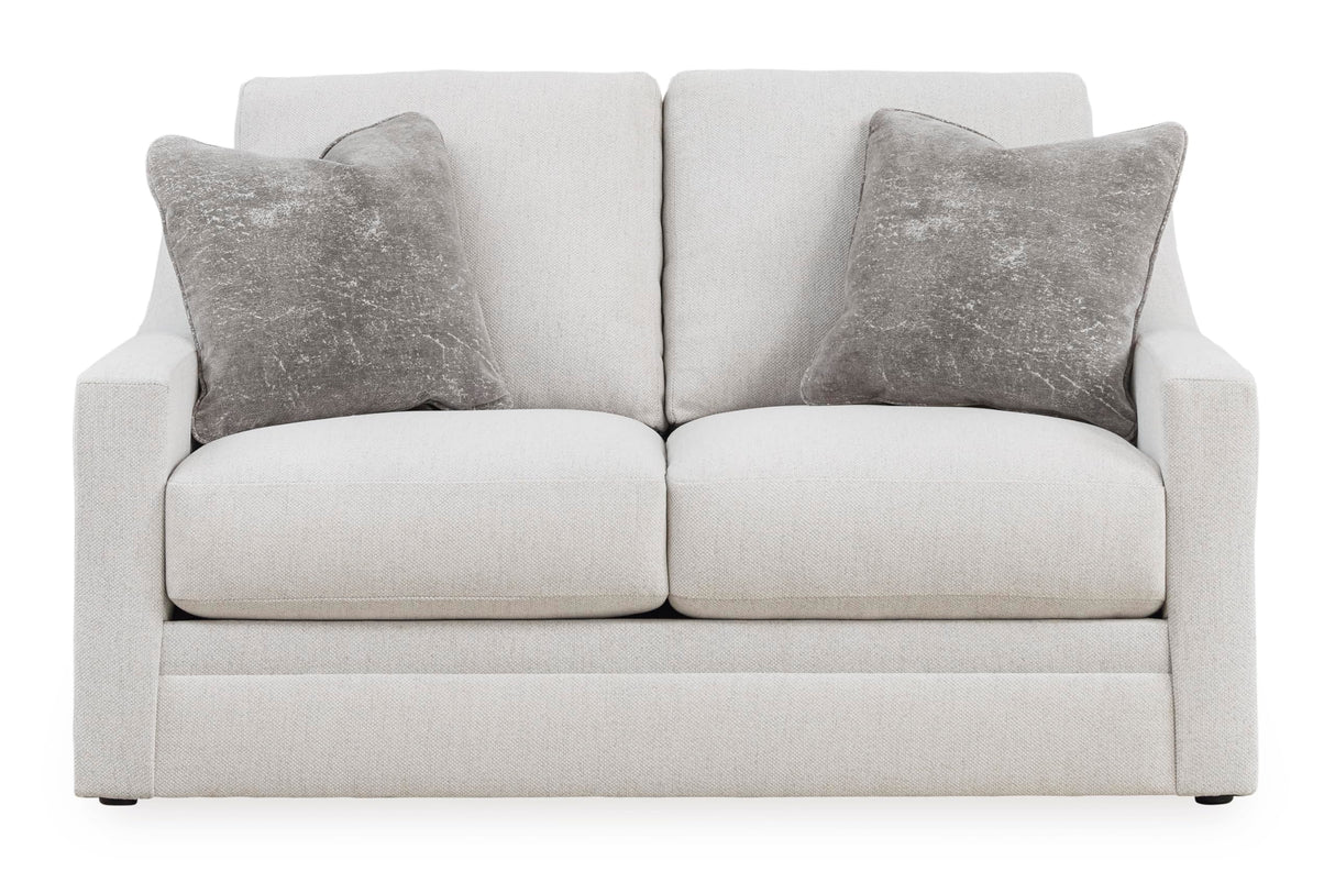 Signature Design by Ashley Maitelynn Contemporary Loveseat with Accent Pillows, Reversible Cushions and Sloped Arms, Light Gray Signature Design by Ashley