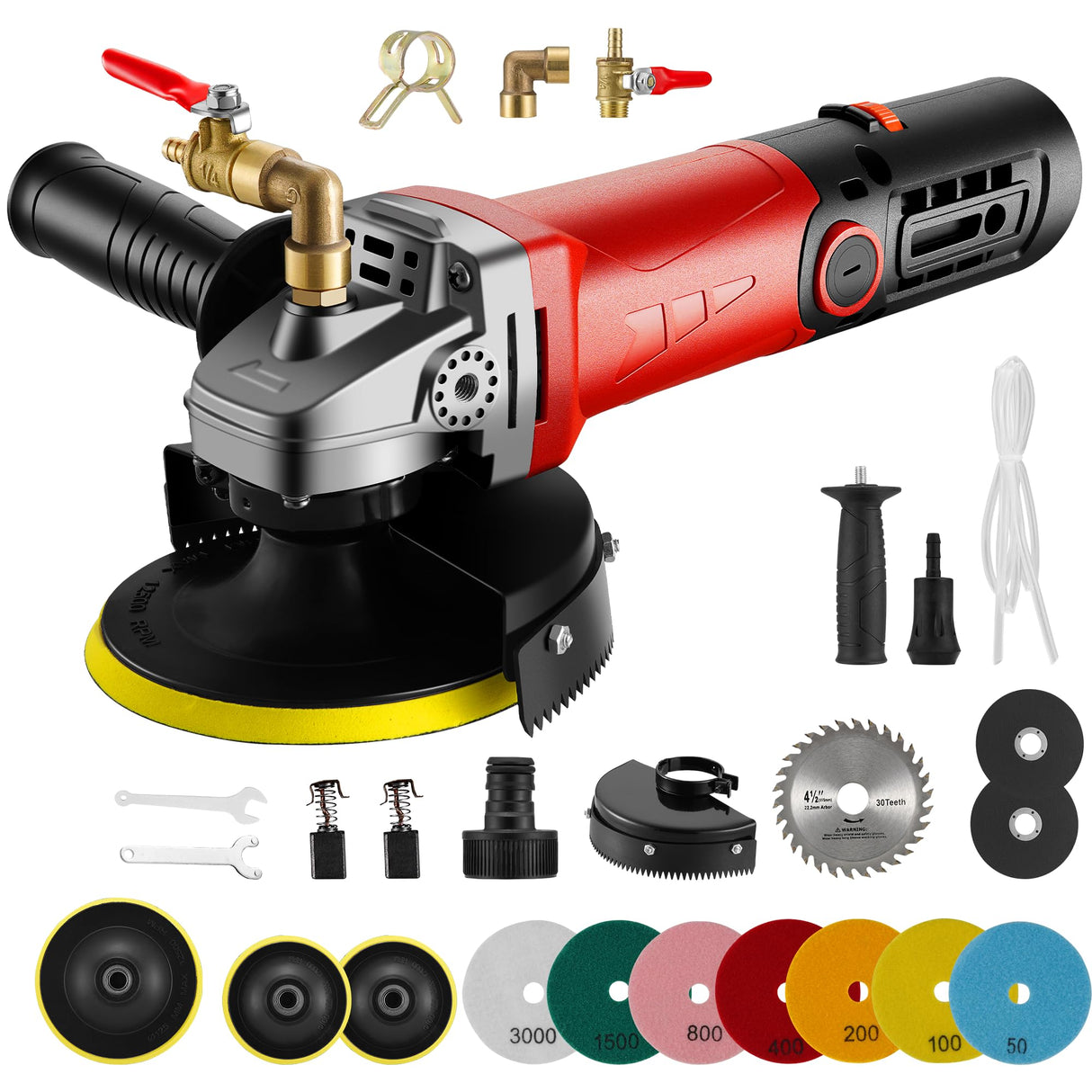 SILVEL 860W Wet Polisher, 4 inch Wet Stone Polisher with 6 Variable Speeds, 110V Granite Polisher with 7 Diamond Polishing Pads for Granite, Marble, Concrete, Stones SILVEL