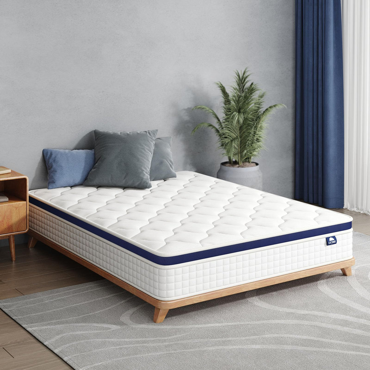 Crystli Full Size Mattress 14 Inch Memory Foam Hybrid Mattress Bed in A Box with Zero Pressure Foam, Innerspring Mattresses for Pressure Relief, Motion Isolation, Medium Firm, CertiPUR-US Certified Crystli