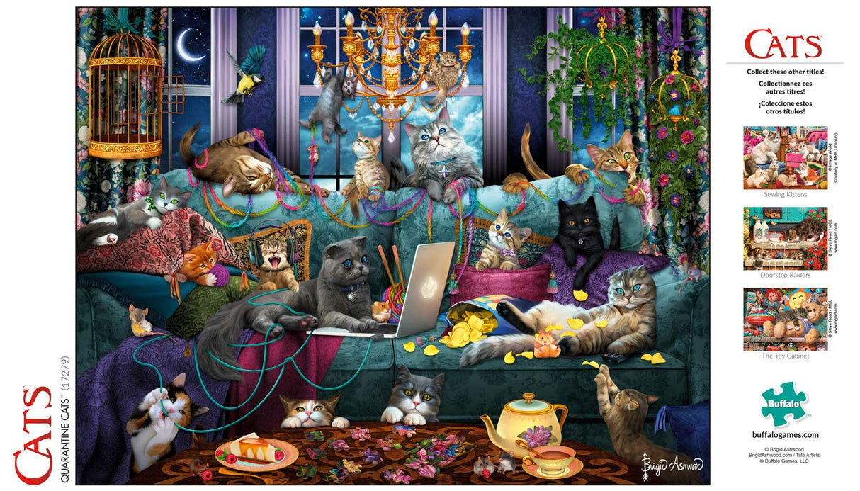 Buffalo Games - Brigid Ashwood - Quarantine Cats - 750 Piece Jigsaw Puzzle For Adults -Challenging Puzzle Perfect for Game Nights - Finished Size is 24.00 x 18.00 Buffalo Games