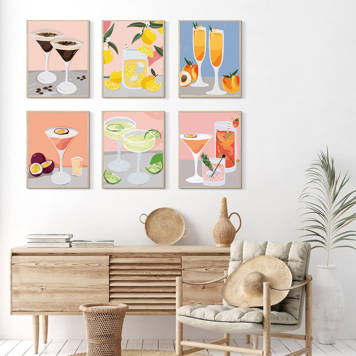 F.NIMAGOP 6 Pack Paint by Numbers Kit for Adults Beginners,DIY Acrylic Paint by Number Kits On Canvas Without Frame,Cocktail Adult Paint by Number for Home Wall Decor 7.8x11.8inch F.NIMAGOP