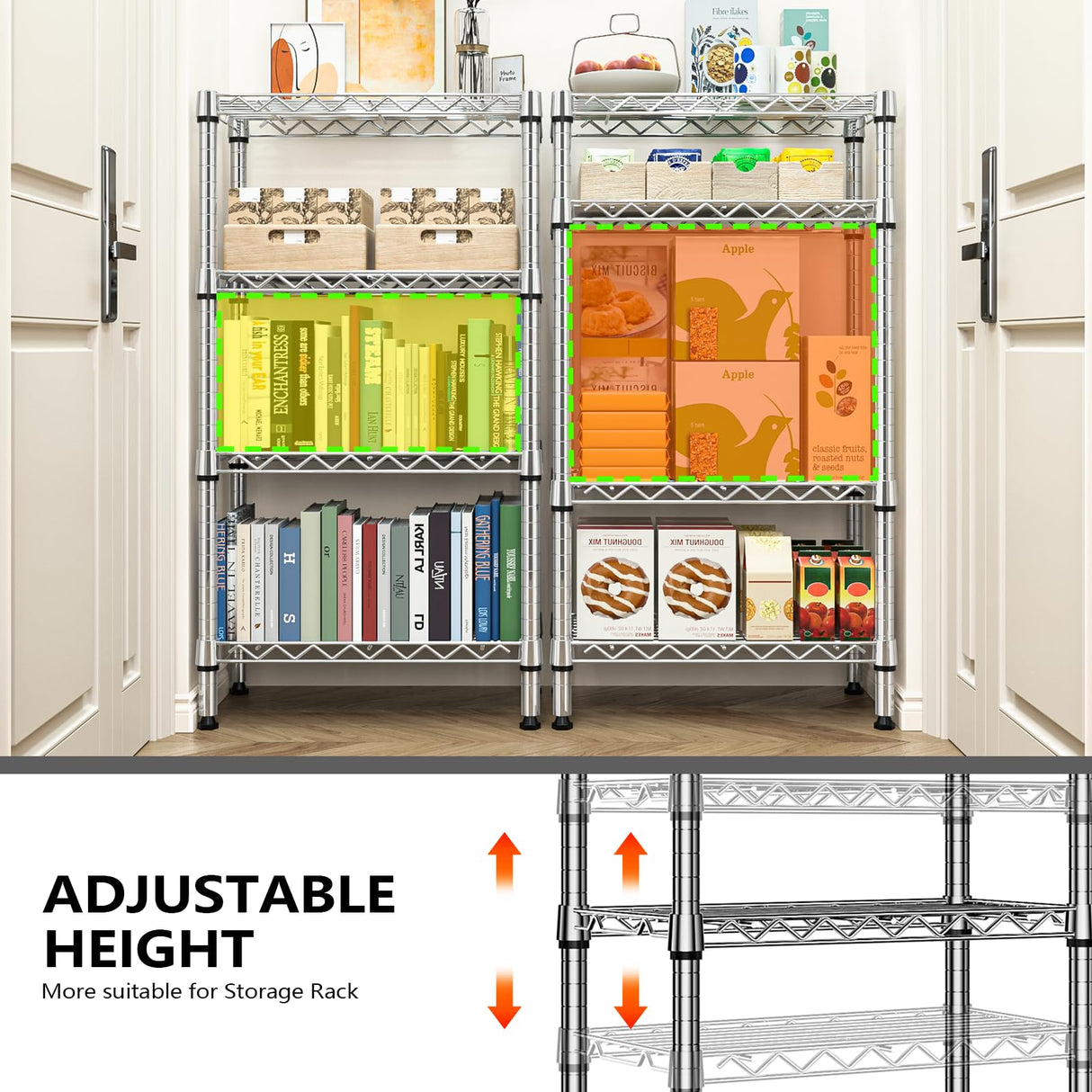 M MZG 1000 lbs 4 Tier Shelf Metal Storage Shelves Wire Rack Closet Organizers with PP Board for Garage Kitchen Bathroom Laundry Chrome 11.8" D x 21.7" W x 39.5" H M MZG