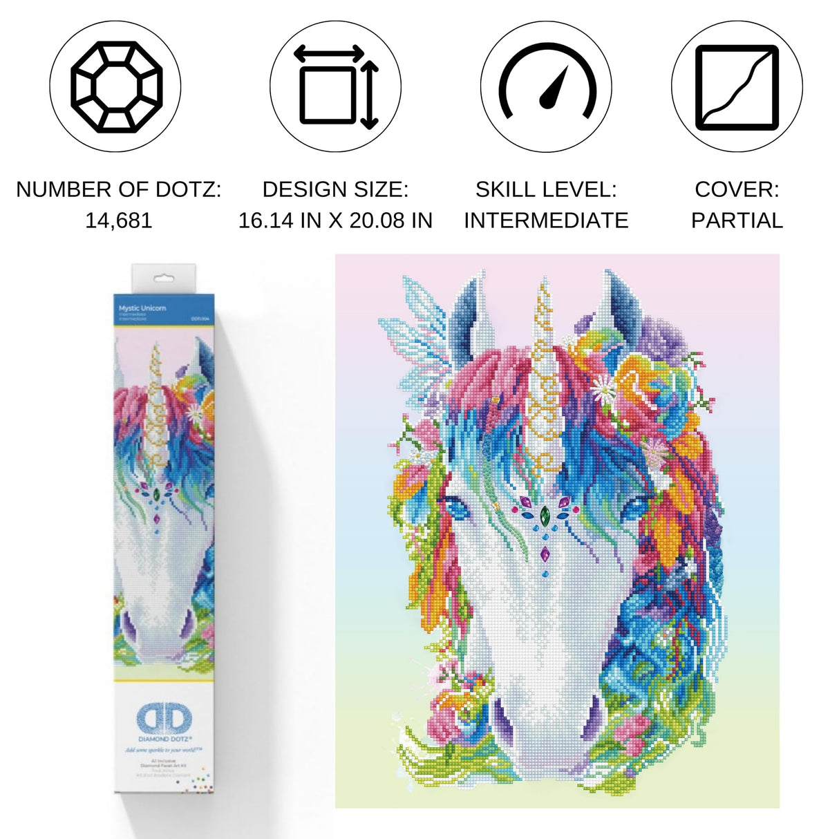 DIAMOND DOTZ Mystic Unicorn Diamond Painting Kits for Adults - Diamond Art Kits a Relaxing Creative Craft Kit with Dotz Gems 16.1x20.1 DIAMOND DOTZ