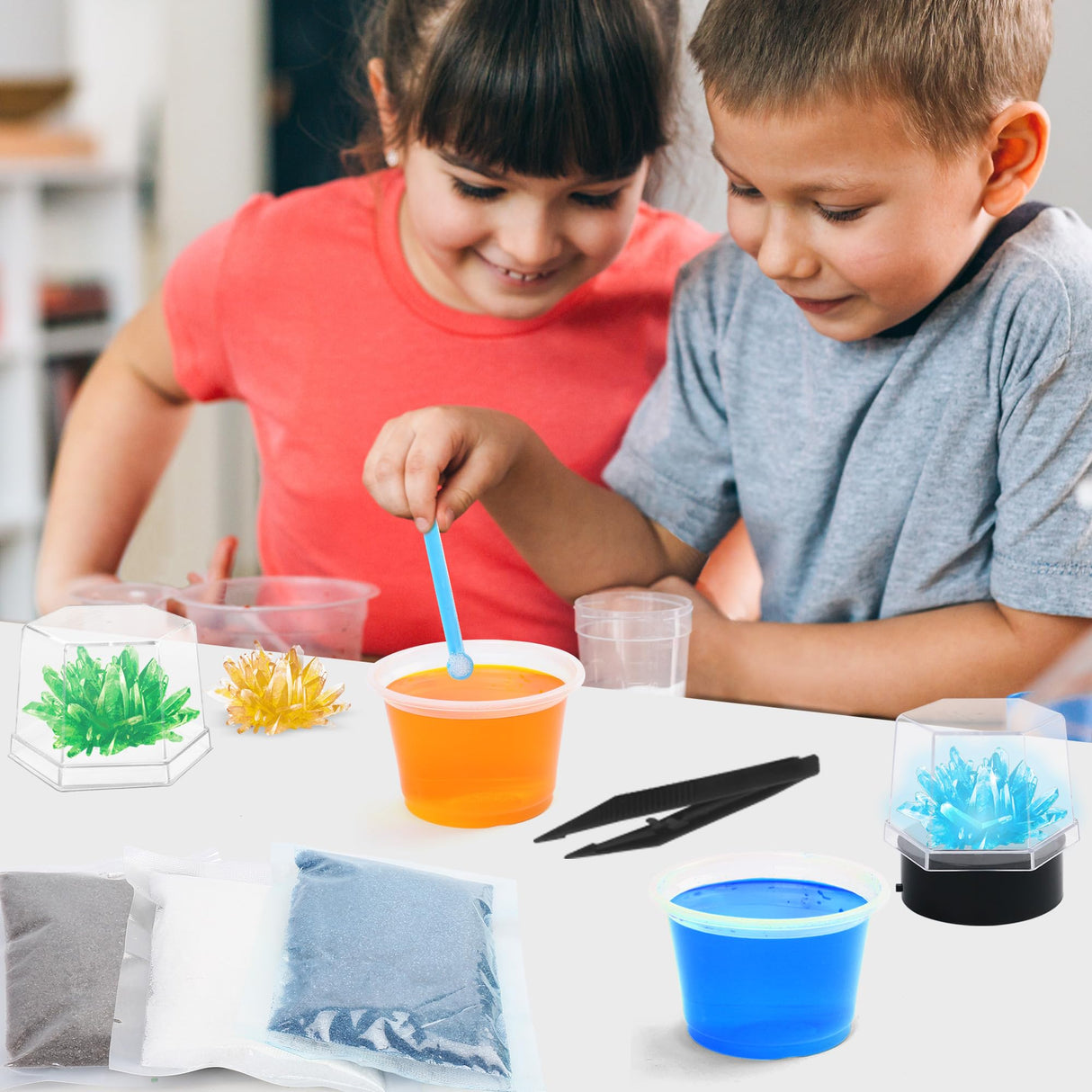 BenBen Crystal Growing Kit for Kids, Grow 6 Crystals with Light Up Display Stand, Educational STEM Toys for Girls and Boys, Science Kit for Kids Age 8-14, Birthday Gifts Science Experiments BenBen