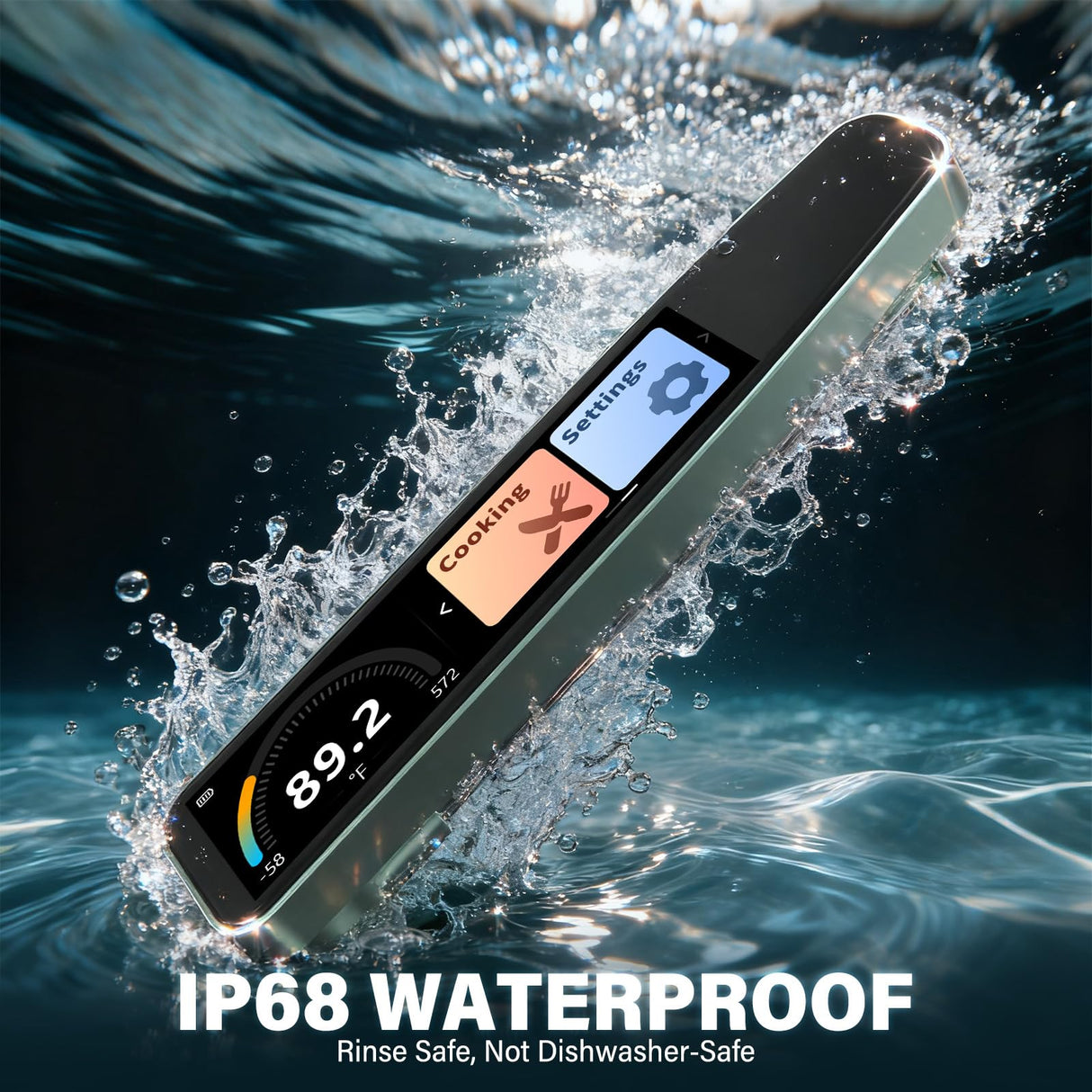 AWLKIM 0.5s Instant Read Smart Meat Thermometer Digital, 3.8″ HD Touchscreen with Temp-OS, Professional Kitchen Food Thermometer for Cooking, Grill, BBQ | ±0.5°F, −58–572°F, IP68, USB-C Rechargeable AWLKIM