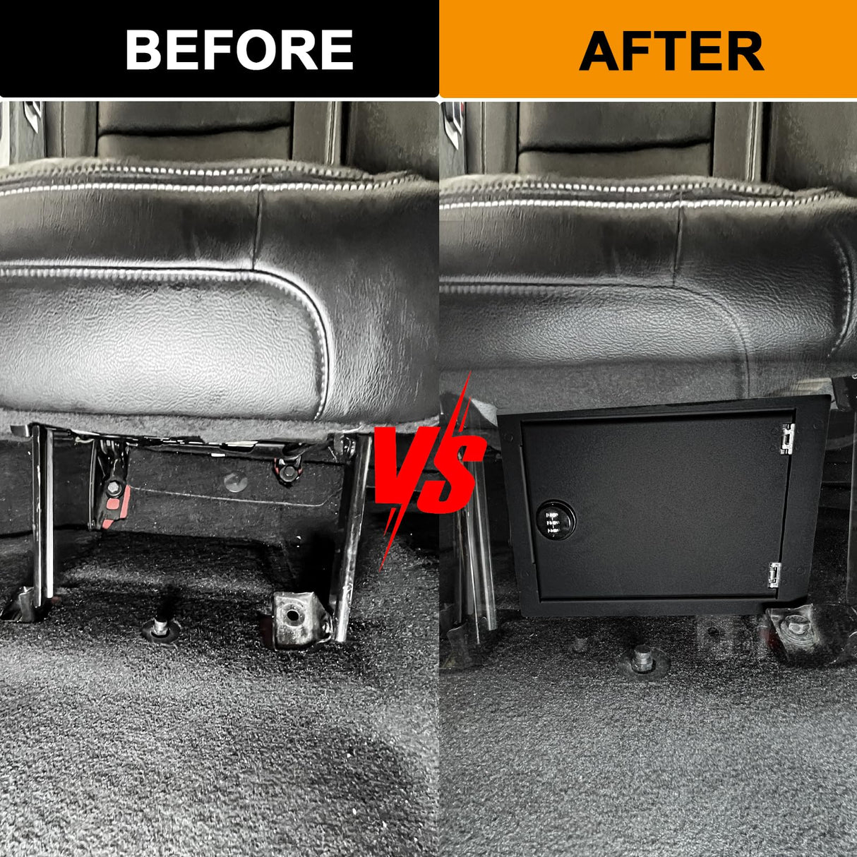 BESTAOO Under Seat Storage Lock Box Gun Safe Security Locking Organizer Compatible with 2018-2025 Jeep Wrangler JL 4 Door 4XE Interior Accessories Passenger Side Rear Underseat Storage Tray, Black BESTAOO