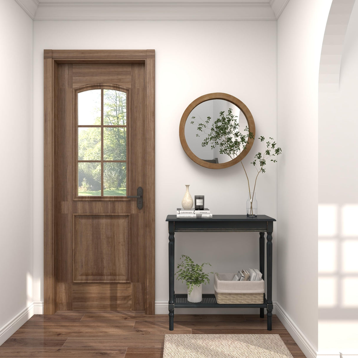 Deco 79 Wood Room Wall Mirror Entryway Mirror, Wall Mounted Mirror 24" x 3" x 24", Brown Deco 79